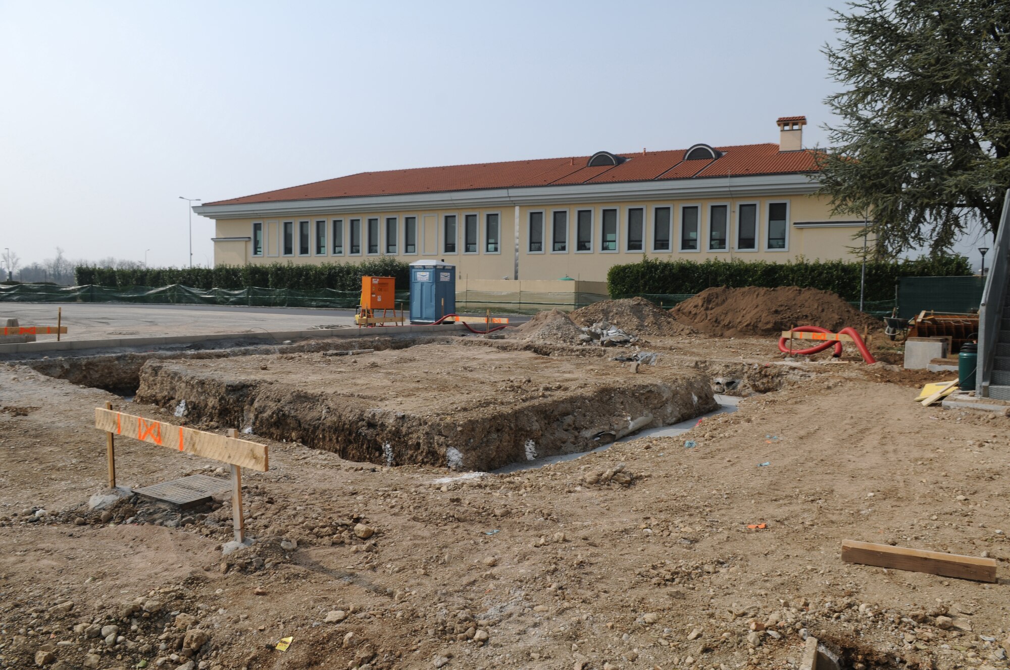 Thirty parking spaces will be available once renovations to the parking lot between building 110 and the Youth Center are complete. This parking lot is scheduled to reopen at the end of March. (U.S. Air Force photo/Staff Sgt. Taylor Marr)