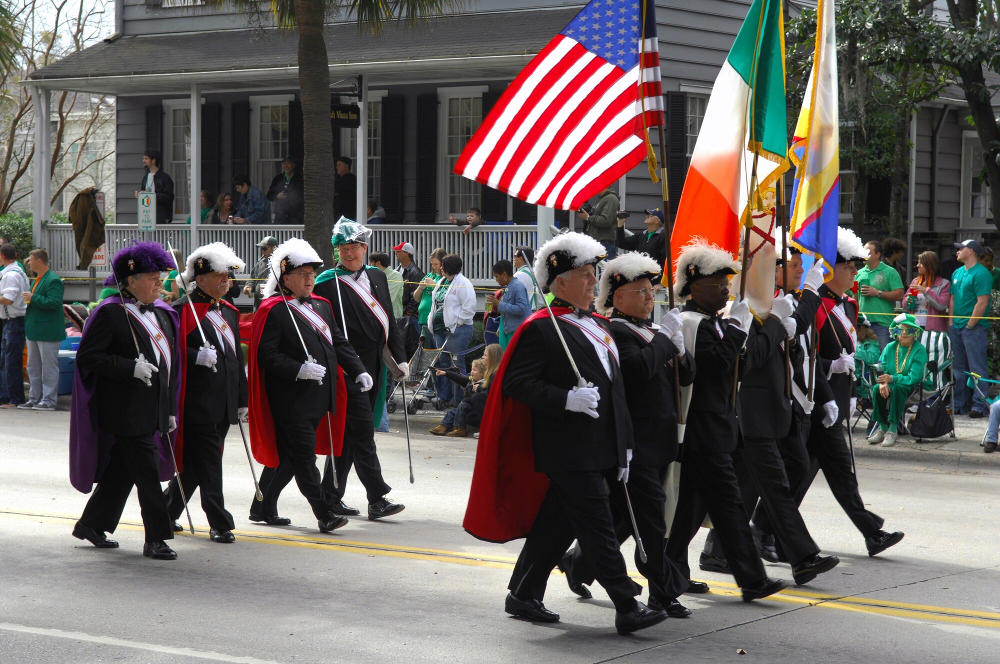 SAVANNAH, Ga. -- Participants in the St. Patrick's Day parade dress up in honor of our nation's history. Savannah hosts the second largest St. Patrick's Day parade in the nation. Shaw Air Force Base outdoor recreation took members from Team Shaw to the St. Patrick's Day parade. (U.S. Air Force photo/Airman 1st Class Daniel Phelps)