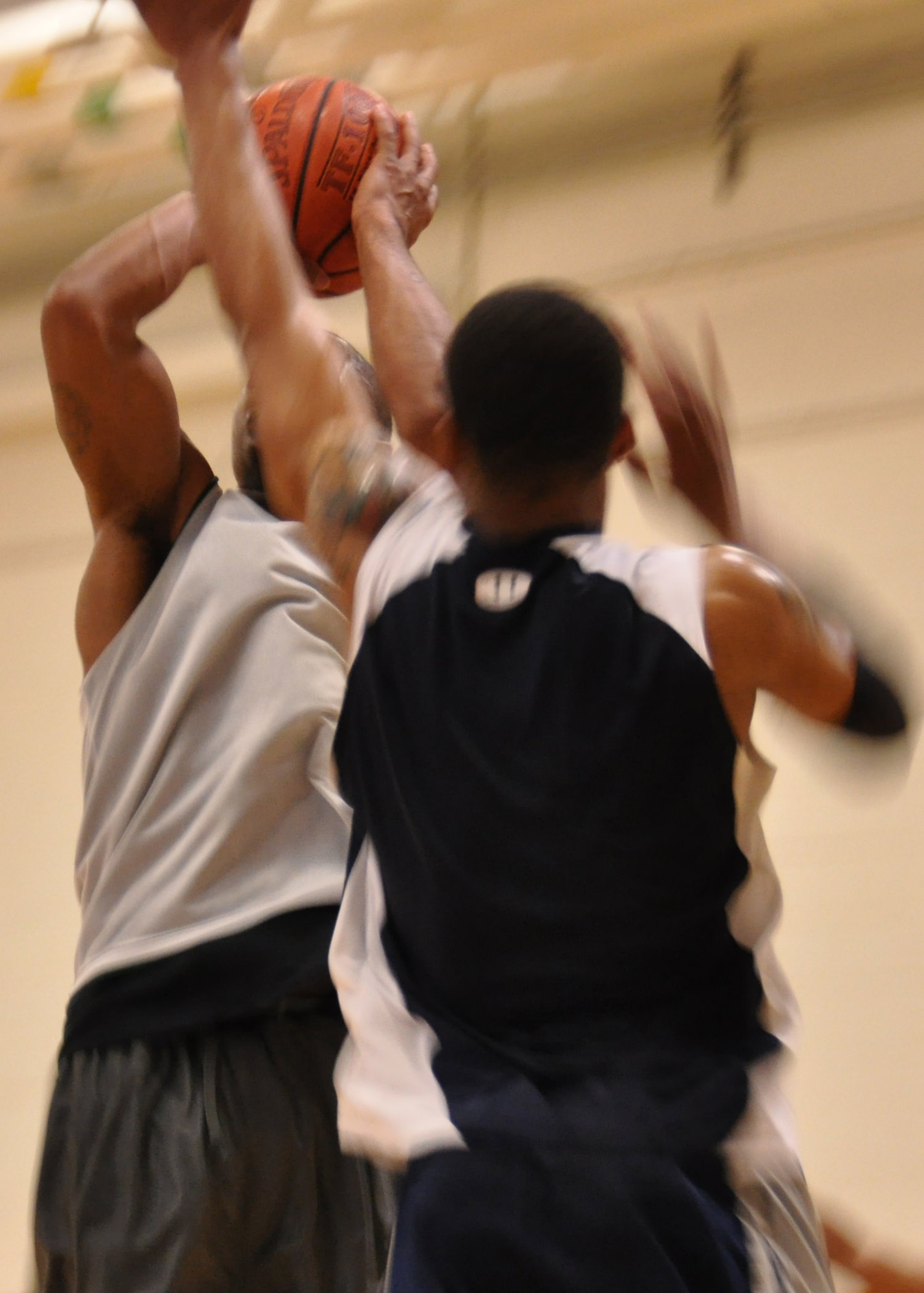 EGLIN AIR FORCE BASE, Fla. -- A player from the 96th Medical Group shoots a three-pointer during the 2010 Eglin Intramural Basketball Championship at the fitness center, March 17. The 96th Medical Group was crowned champions after beating LRS, 61-55. (U.S. Air Force photo/ Airman 1st Class Anthony Jennings)
