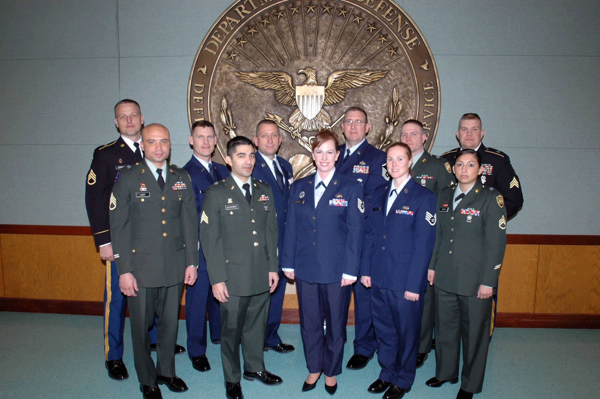 Senior Airman John Steinbeck (back row, second from left), a Reservist with the 916th Logistics Readiness Squadron, participates in a open-ranks inspection at his deployed stateside location. (Courtesy photo)
