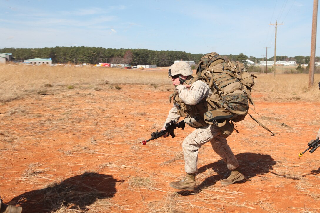 Marines with India Company, Battalion Landing Team 3/8, begin boarding a V-22 Osprey which will take them to their next training exercise aboard Ft. Pickett, Va., March 24, 2010. BLT 3/8 is one of the three units that joined the 26th Marine Expeditionary Unit, which will spend the next six months training for its upcoming deployment. (Official United States Marine Corps Photo By Cpl. Jesse J. Johnson)::r::::n::::r::::n::