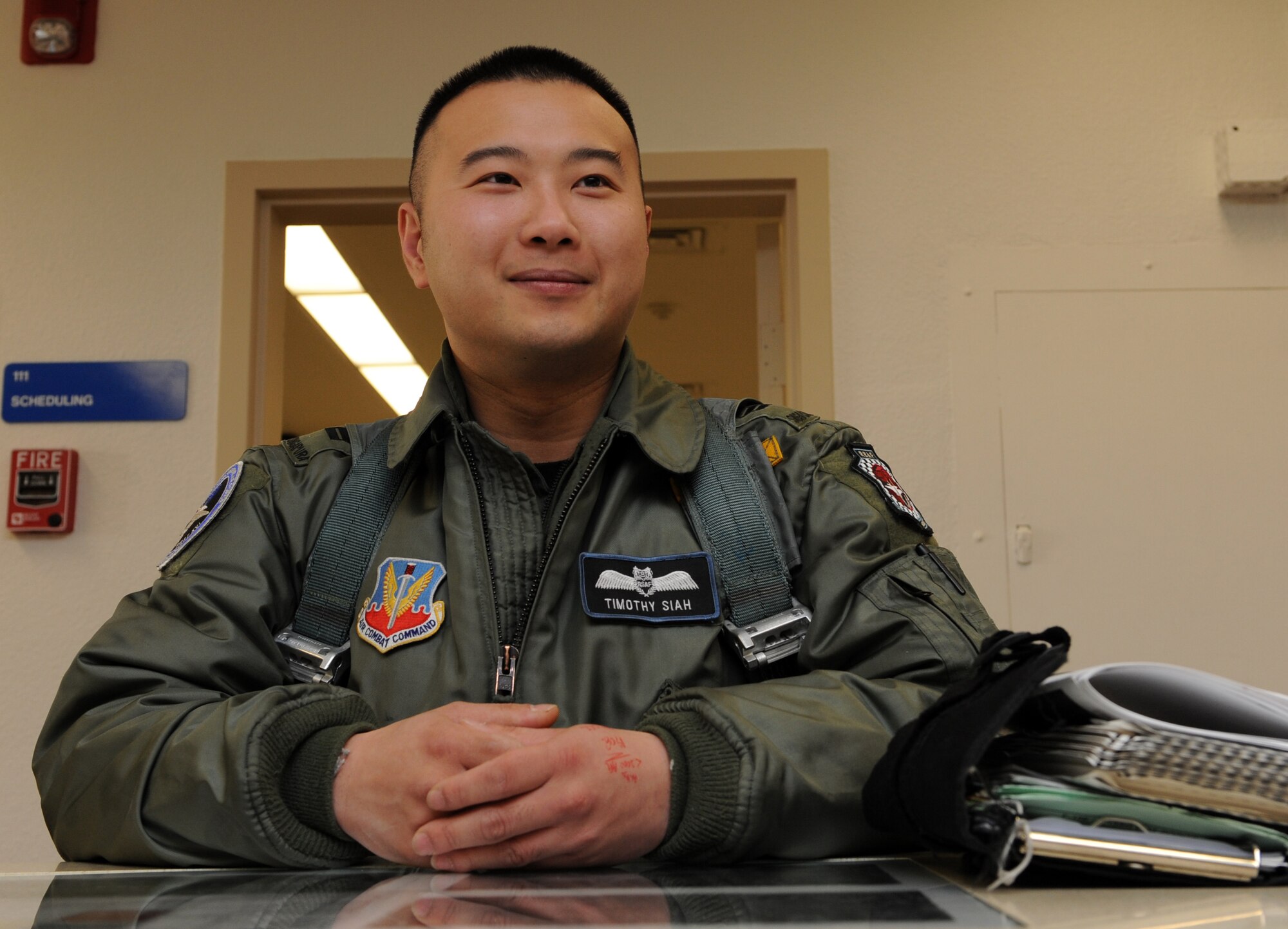 MOUNTAIN HOME AIR FORCE BASE, Idaho – Capt. Timothy Siah serves as the 428th Fighter Squadron chief of training. (U.S. Air Force photo by Airman 1st Class Debbie Lockhart)