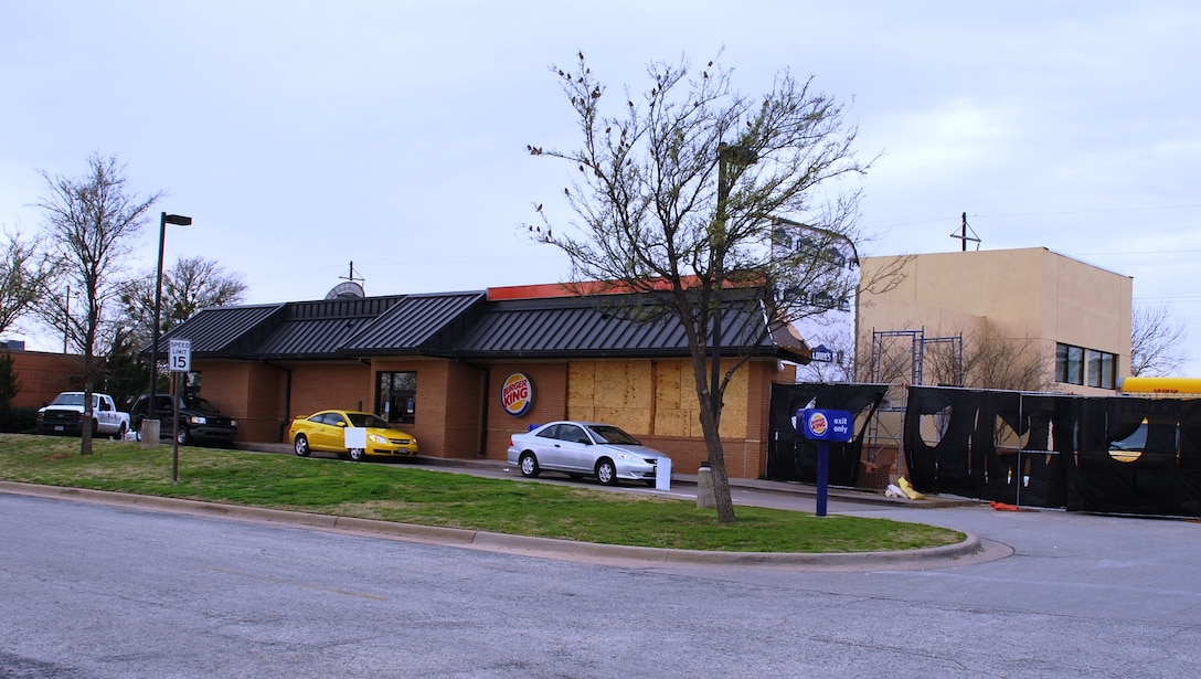 Customers pass through the drive-thru lane a few last times before its closure, at the Sheppard Air Force Base Burger King March 24. The drive-thru will close March 27 and will remain so until all scheduled BK interior and exterior renovations are complete. The facility is tentatively set to re-open May 7. (U.S. Air Force photo/Airman 1st Class Valerie Hosea)