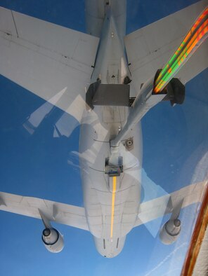A KC-10 Extender rom the 908th Expeditionary Air Refueling Squadron is refueled by another KC-10 over Afghanistan during Operation Enduring Freedom air refueling operations in February 2010. The air refueling capability of the KC-10 in combat operations allows fighters to provide close-air support for "troops in contact" in Afghanistan and other areas of operations. The 908th EARS is part of the 380th Air Expeditionary Wing which supports operations Iraqi Freedom and Enduring Freedom and the Combined Joint Task Force-Horn of Africa. In 2009, KC-10s from the 380th AEW and the 908th EARS flew 4,760 combat sorties offl-loading 422,222,300 pounds of fuel to 31,434 aircraft. In the same year, the KC-10s and their crews accumulated 40,011 hours of flight time. (U.S. Air Force Photo/Capt. Sean Chuplis/Released)