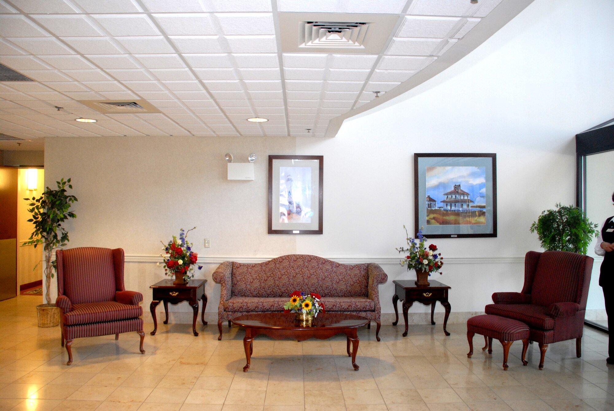 The first floor lobby of Eagle's Rest Inn before it is renovated. Lodging is scheduled to have its renovations finished by May, when all three floors of the facility will be completed. (U.S. Air Force photo/Airman 1st Class Matthew Hubby)