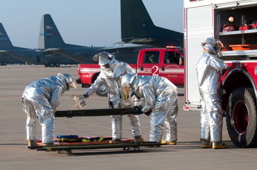 The 139th Airlift Wing conducts a major accident response exercise at Rosecrans Airport, St. Joseph, Mo. on March 18, 2010. The exercise was in anticipation of an upcoming airshow and included state, local and Air National Guard agencies. (U.S. Air Force photo by Master Sgt. Shannon Bond/Released)