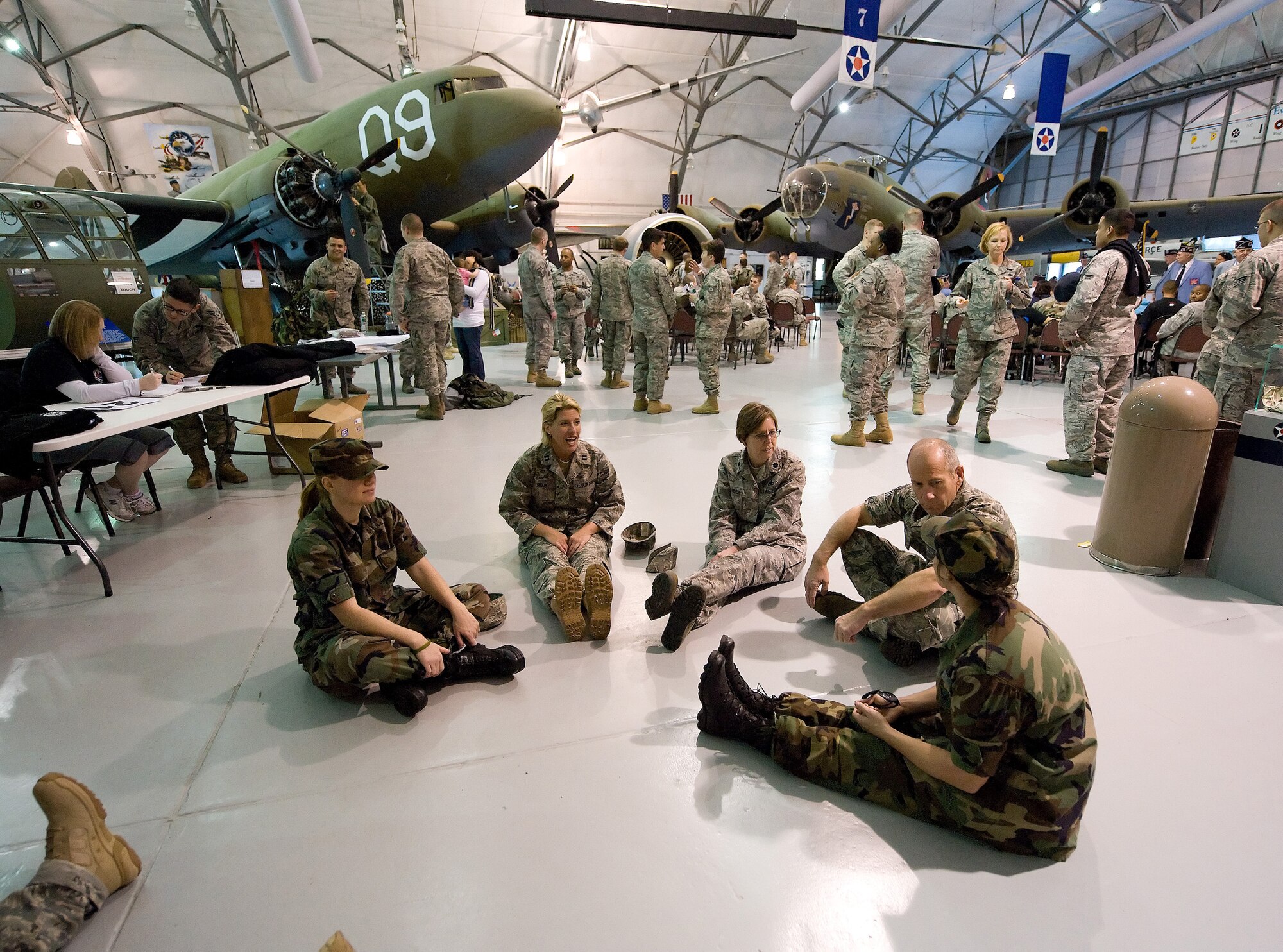 Members of Team Dover gather for the opening ceremony of the 11th annual Ruck March, March 20 at Dover Air Force Base. The six mile march highlights the sacrifices of the X Corps at the Battle of Chosin Reservoir during the Korean War. (U.S. Air Force photo/Jason Minto)