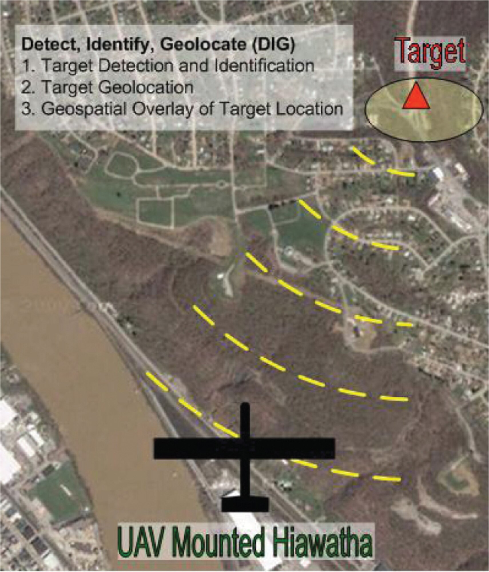 Newly funded enhancements to RADICAL's geolocation functionality add capabilities such as geospatially mapped overlays of target electronics. (AFRL image)