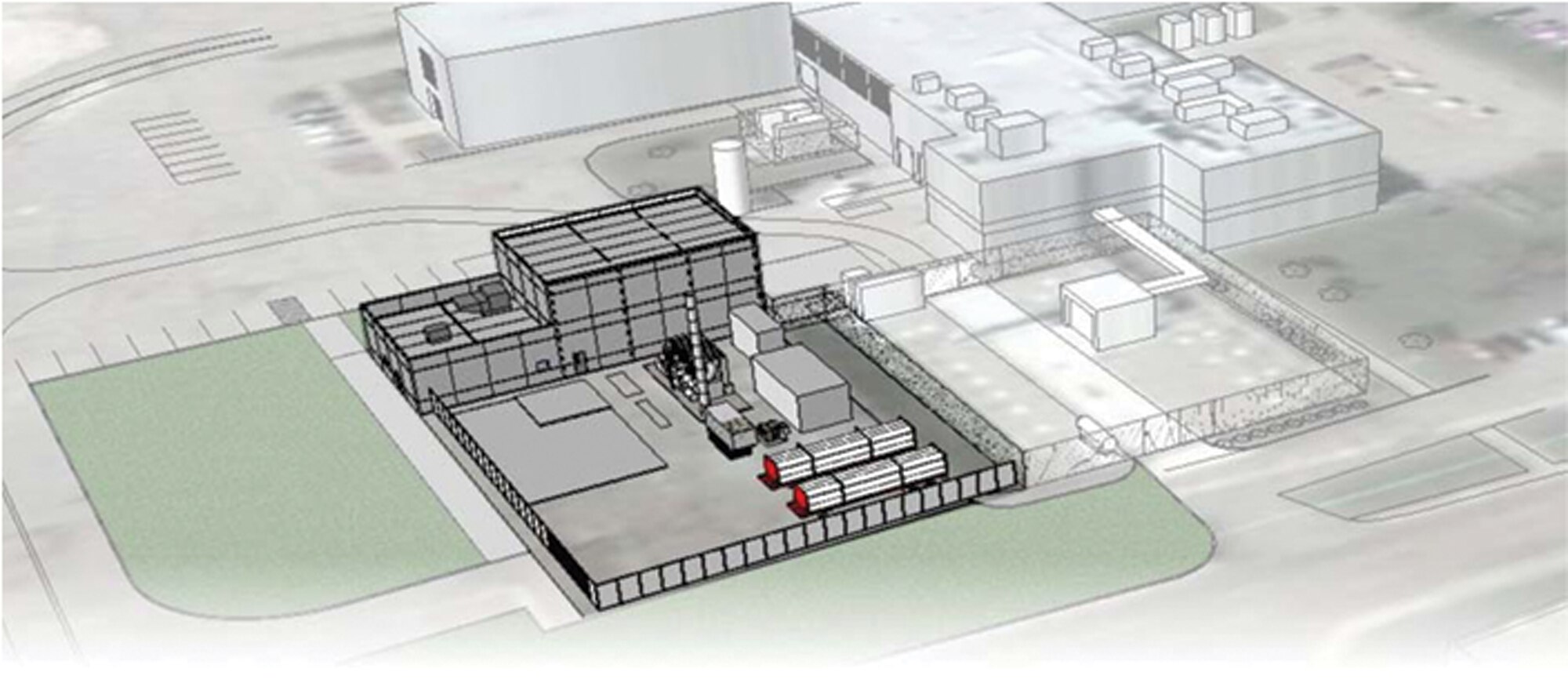 Schematic diagram of Air Force Research Laboratory's Assured Aerospace Fuels Research Facility.  Once operational, the AAFRF will enable investigation of alternative fuels derived from environmentally and socially responsible methods. (AFRL image)