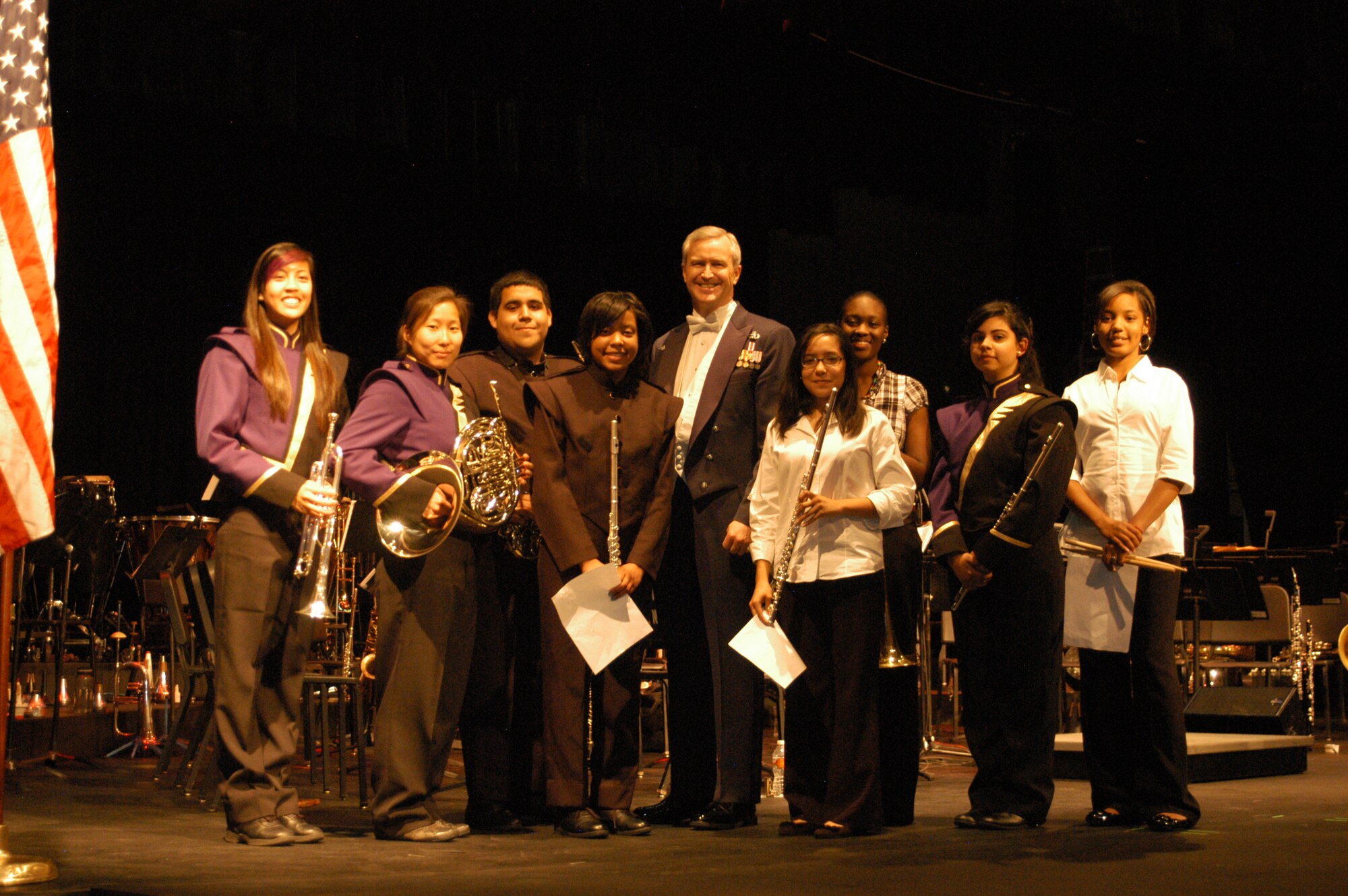 Students from Texas City HS, LaMarque HS and Ball HS with Lt Col Lang