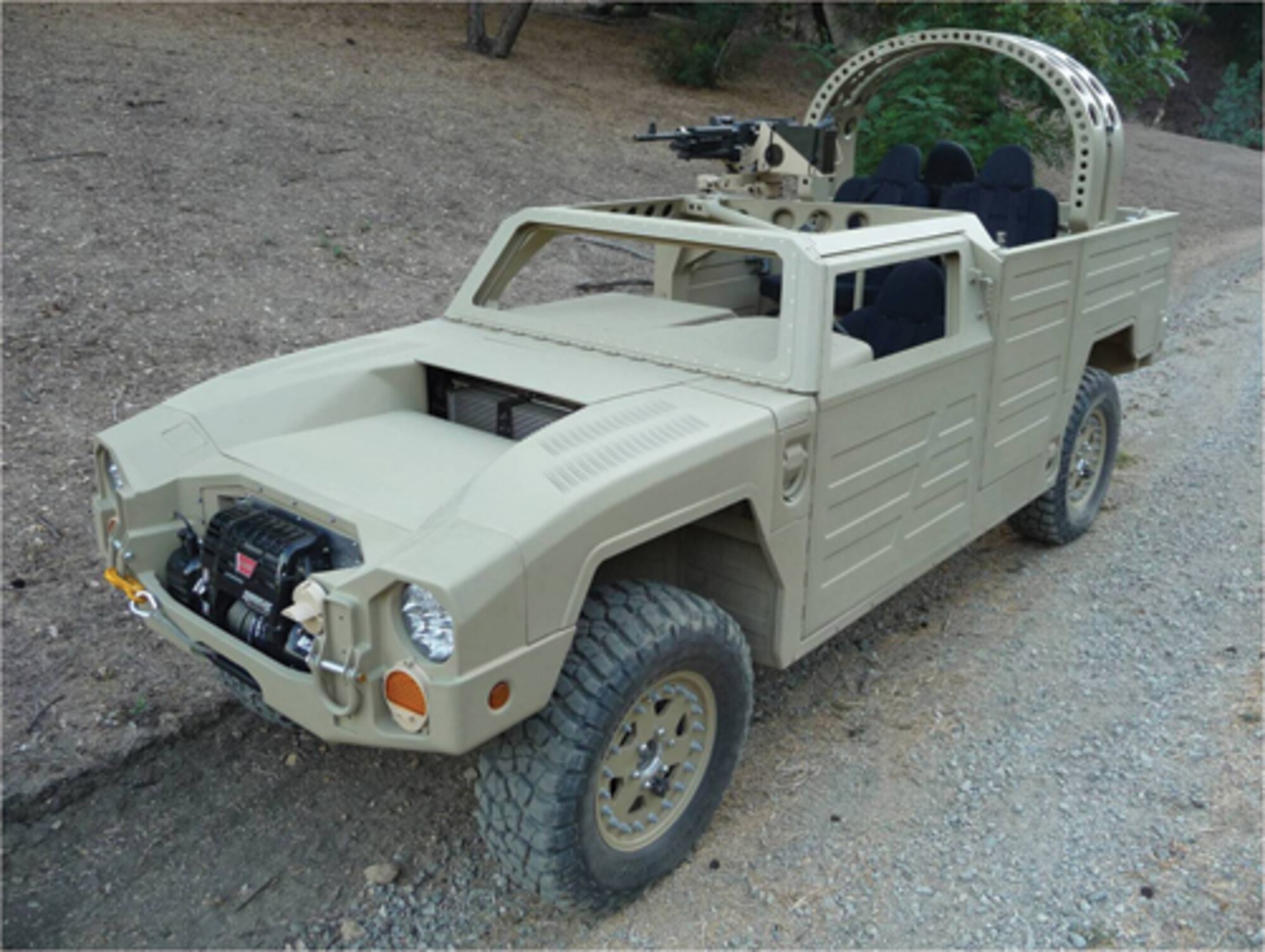 The AFRL/Army/industry-developed JAMMA, the Joint All-Terrain Modular Mobility Asset, supports Special Operations Forces missions.  The hybrid, high-performance vehicle, which fits in a CV-22 aircraft, provides extended range, exportable power, and configuration flexibility. (AFRL image)