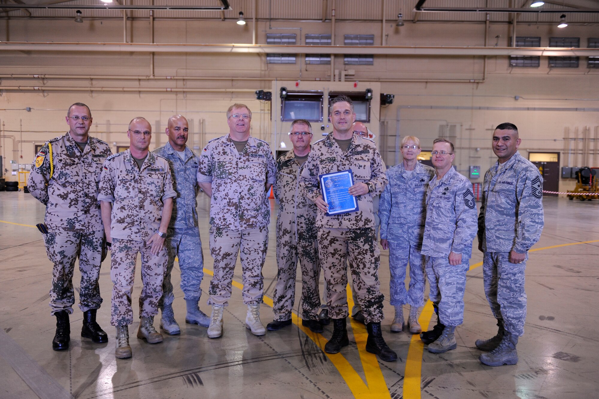 HOLLOMAN AIR FORCE BASE, N.M. -- The Chief's Choice Award for the month of March 2010 went to Master Sgt. Karsten Klock, German Air Force Flying Training Center Line Maintenance Group.  Sergeant Klock was nominated by Chief Master Sgt. Wolfram Kindervater, the GAFFTC command chief, for being professional and competent in his job, and a role model to all Airman. Sergeant Klock hails from Remels, Germany, and joined the German air force in July 1990. This is his second tour to Holloman and he has been here for three years. Sergeant Klock said his inspiration in life and at work comes from his parents, who have taught him to work as hard as possible and help when he can. His professional goals are to serve his country the best he can and to become a first sergeant in the future. (U.S. Air Force photo by Airman 1st Class Eileen Payne)