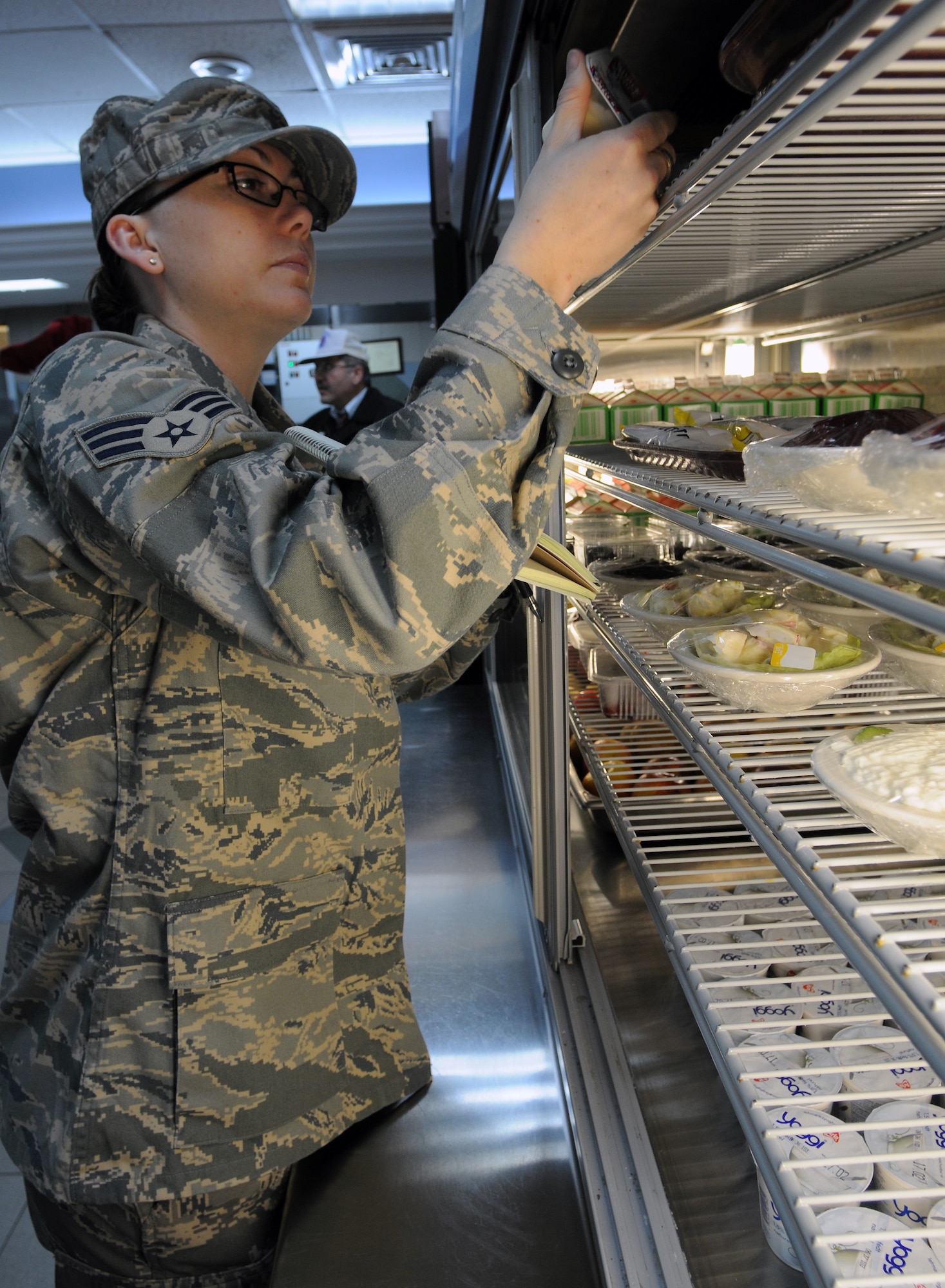 Senior Airman Christina Moran, 39th Medical Group Public Health technician, inspects food inside the Sultan’s Inn at Incirlik Air Base, Turkey. Public Health has an array of responsibilities when it comes to keeping the base healthy including inspecting all facilities that serve food on base, ensuring the readiness of deploying Airmen and educating the public about safe sex. (U.S. Air Force photo/Senior Airman Sara Csurilla)