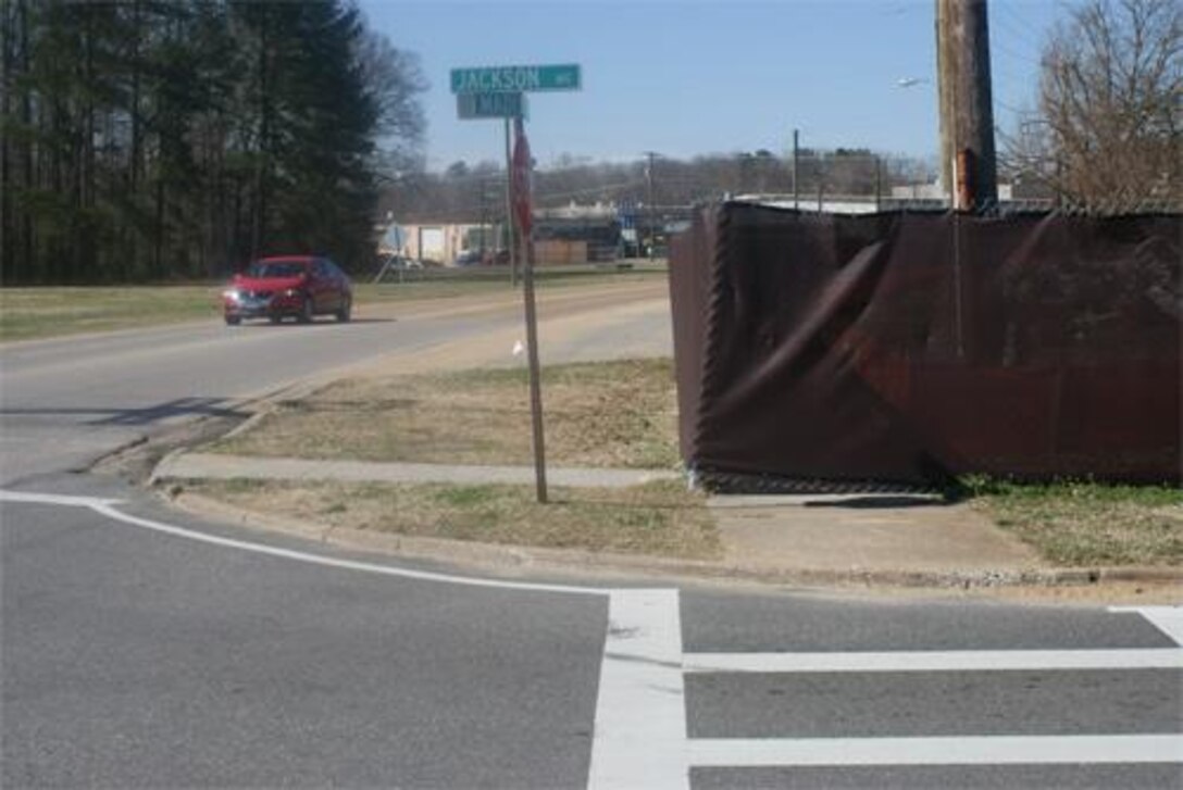 FORT EUSTIS, Va. -- At the Jackson and Madison Avenues area there are several adjacent construction projects that have perimeter fencing around each site to restrict access. Pedestrians are encouraged to walk on the side of the roadway with the widest shoulder and as far from the roadway travel lane as possible. (U.S. Army photo/Tetaun Moffett)
