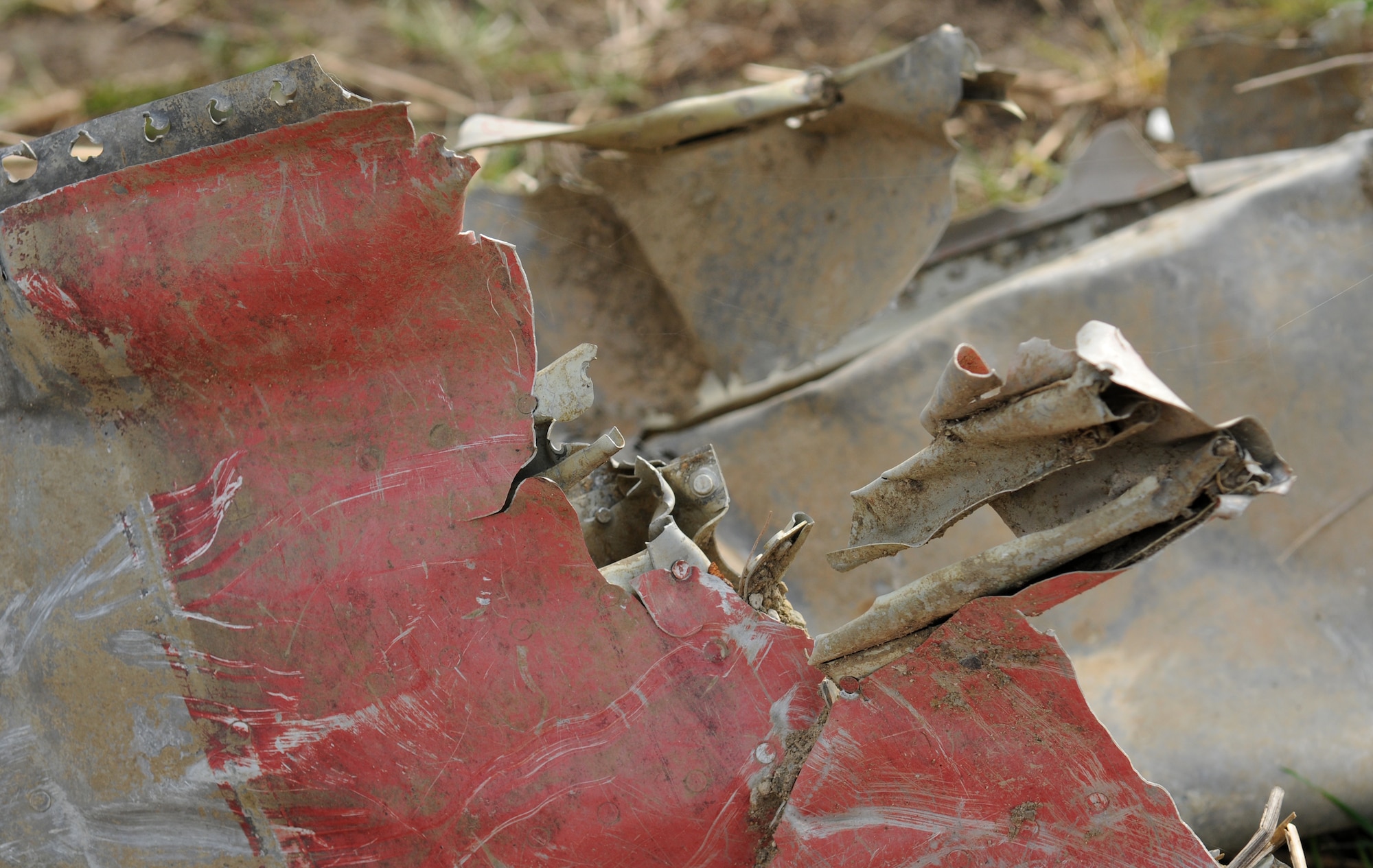 BITBURG, Germany – Wreckage from a P-47D Thunderbolt sits at the discovery site March 24. The wreckage was discovered Feb. 24 after being buried for 65 years. German and American reports detail that on Feb. 14, 1945, an American P-47D was shot down in the area. (U.S. Air Force photo/Senior Airman Nathanael Callon)