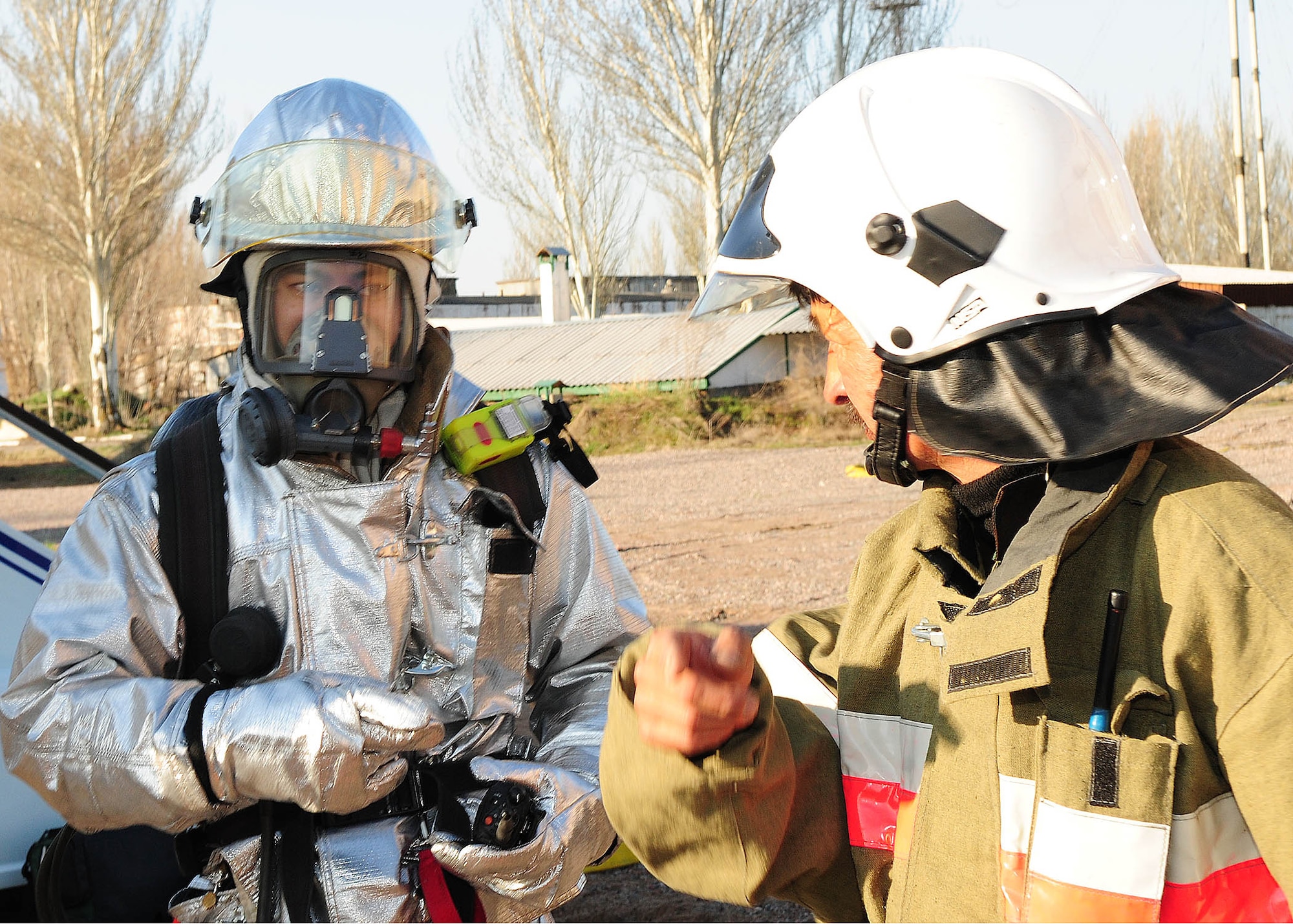 376th Air Expeditionary Wing personnel and Manas International Airport personnel participated in a Major Accident Response Exercise at the Transit Center at Manas, Kyrgyzstan, March 25, 2010.  Exercise participants included members of the MIA fire department and multiple agencies throughout the wing including the fire department, medical group, security forces, command post, aircraft maintenance, public affairs, legal, safety, mortuary affairs, chaplain, fuels, transportation, contracting, finance, air traffic control and civil engineering. (U.S. Air Force photo/Senior Airman Nichelle Anderson/released)