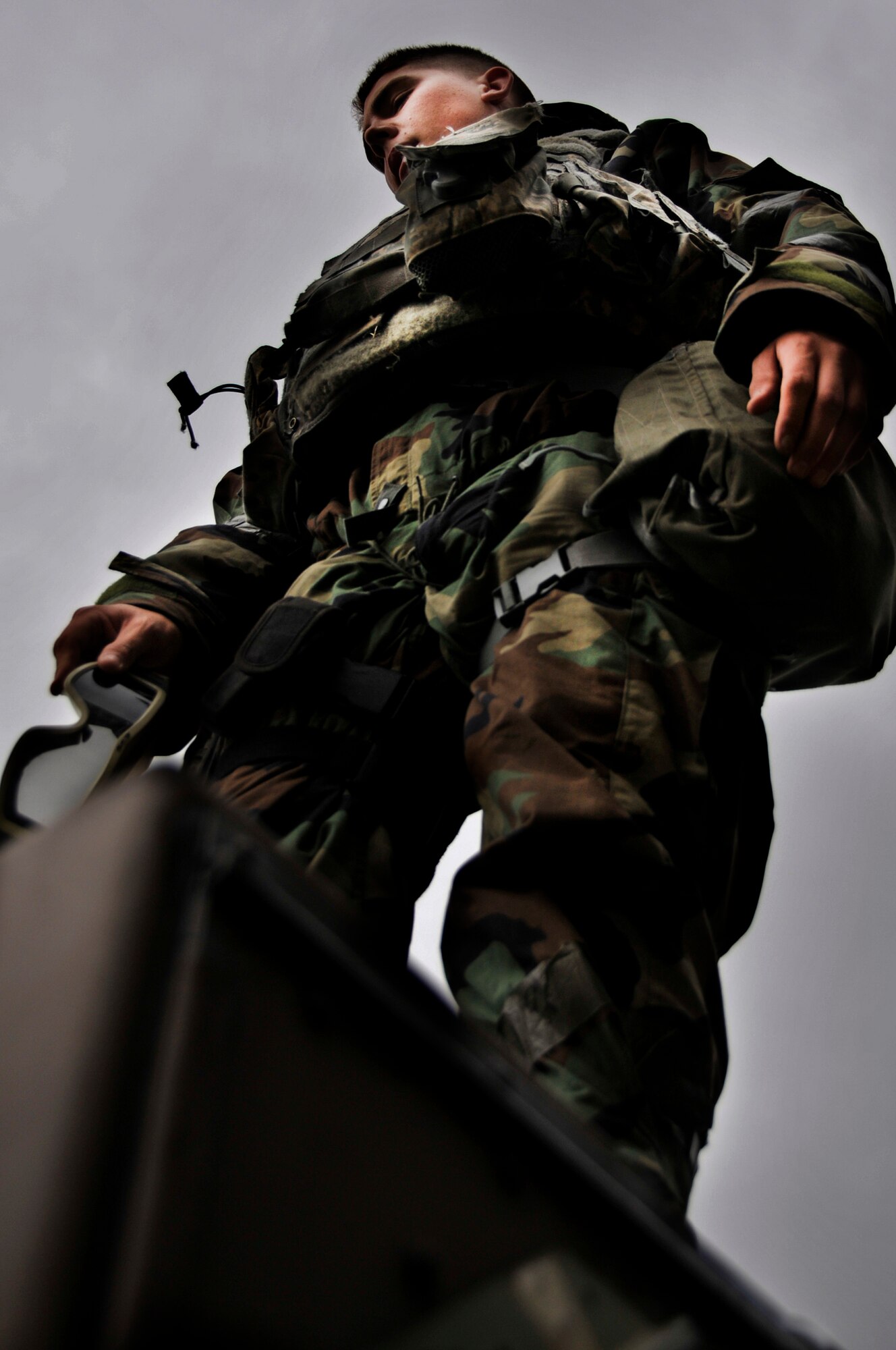 Airman 1st Class Jordan Gunterman, 18th Wing Security Forces Squadron entry controller, conducted combat patrols at Area 1 against opposition forces during Beverly High 10-02 at Kadena Air Base, Japan, March 25. The 18th Wing is participating in a Local Operational Readiness Exercise March 22026 to test the readiness of Kadena Airmen. (U.S. Air Force photo/Airman 1st Class Jarvie Wallace)            