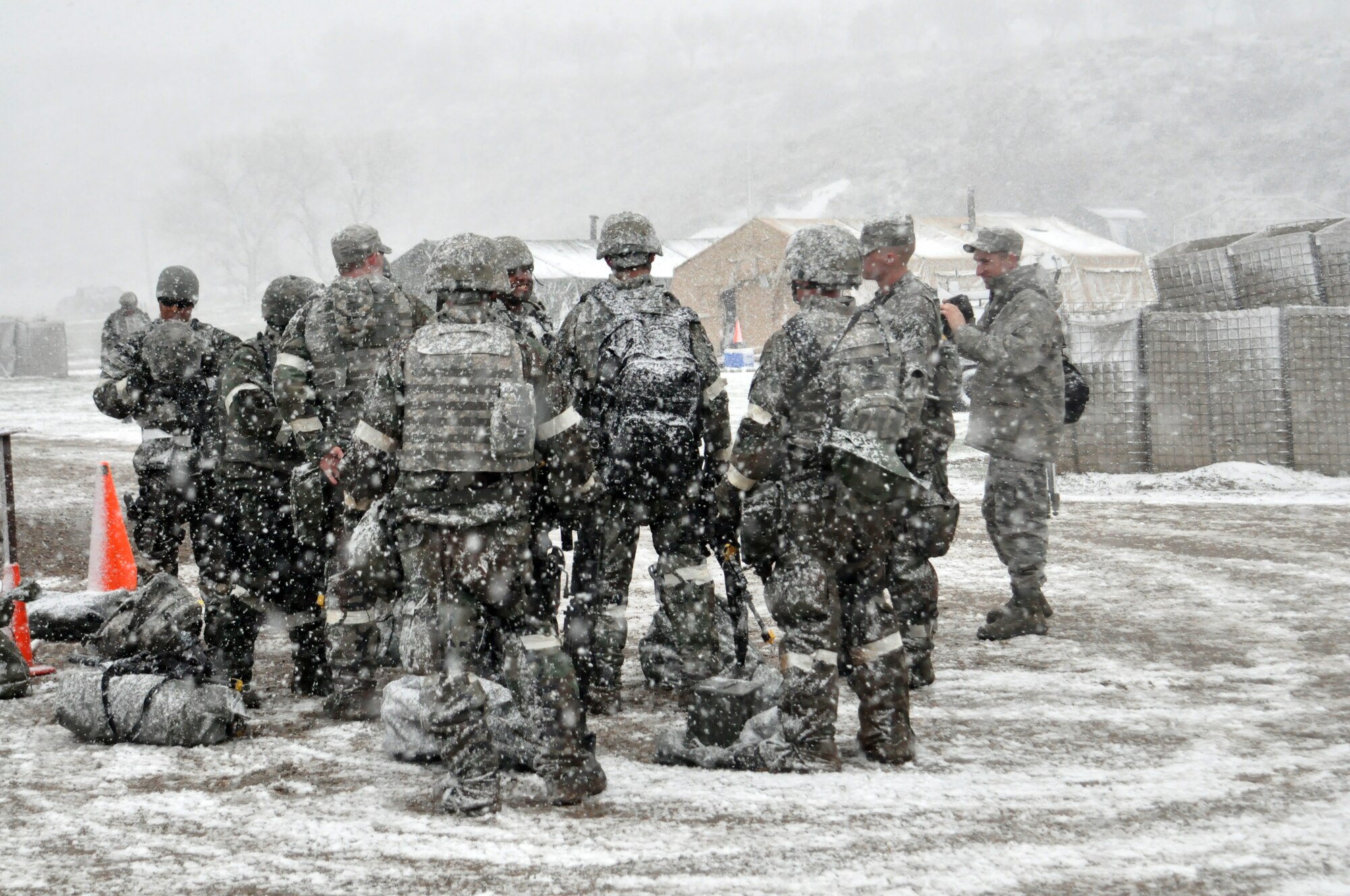 A group of Hill Air Force Base personnel prepare for night shift during last week's Operational Readiness Exercise. (U.S. Air Force photo/Staff Sgt. Kyle Brasier)