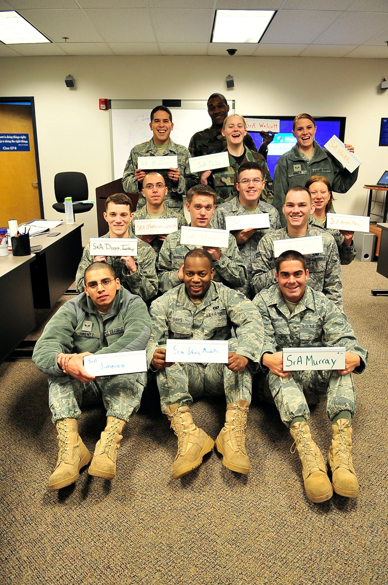 BUCKLEY AIR FORCE BASE, Colo. -- Buckley Airmen Leadership School Class 10-D poses for a group photo on their first day of training, Feb. 22.  ALS trains today's Airmen to become tomorrow's leaders. (U.S. Air Force photo by Senior Airman Kathrine McDowell)