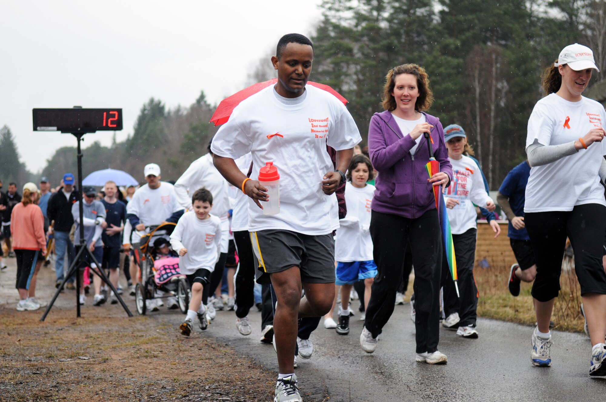 More than 300 Airmen and family members rallied together for the 2nd Annual 5K LOVESWEET memorial run on Ramstein Air Base, Germany, March 20, 2010. The run was in honor of Tech. Sgt. Jessica Sweet, 435th Communication Squadron supply Airman, who lost a hard fought battle to Acute Myeloid Leukemia last year.