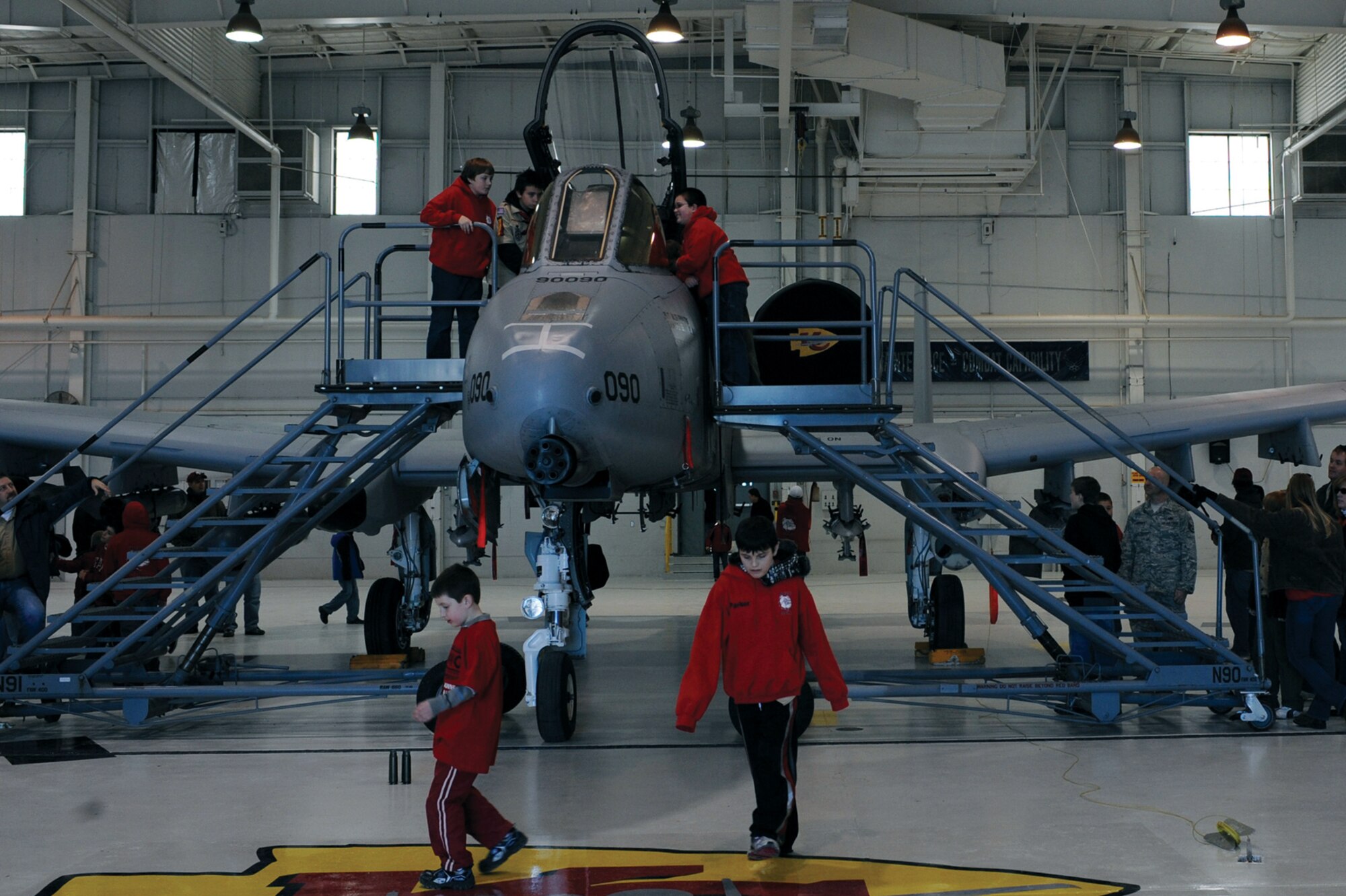 Boy Scouts from the surrounding community tour the 442nd Fighter Wing and learn about the A-10 Thunderbolt II Feb. 27, 2010. The 442nd Fighter Wing is an Air Force Reserve unit at Whiteman Air Force Base, Mo. (U.S. Air Force photo/Staff Sgt. Jason Huddleston)