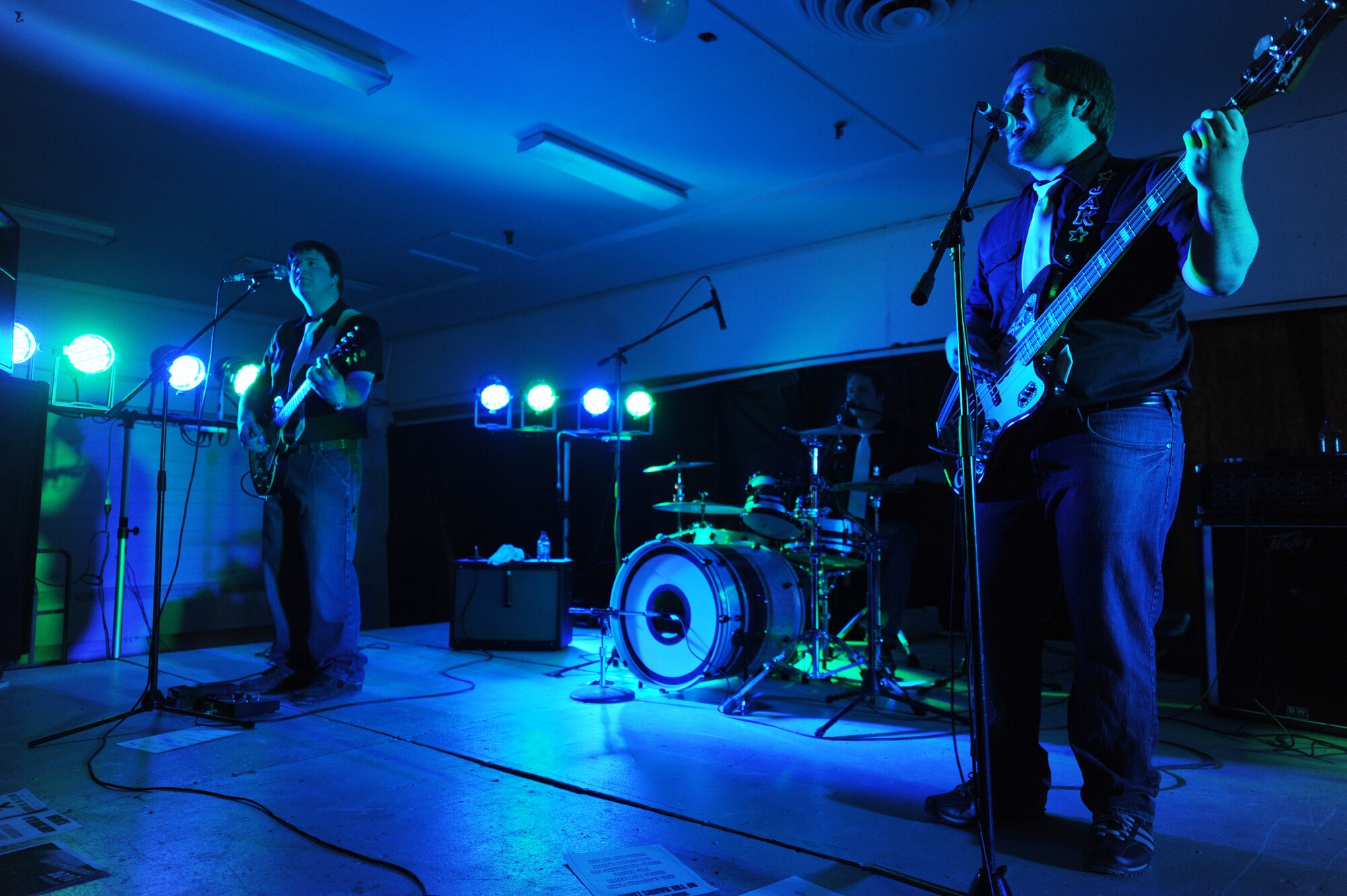 MINOT AIR FORCE BASE, N.D. -- The Gregorian Punks rock Minot Air Force Base during the Battle of the Bands competition held at the old base shopette March 26. Six bands showcased their talent and let the audience decide the winner. The first-ever event was sponsored by the 5th Force Support Squadron. (U.S. Air Force photo by Staff Sgt. Stacy Moless)