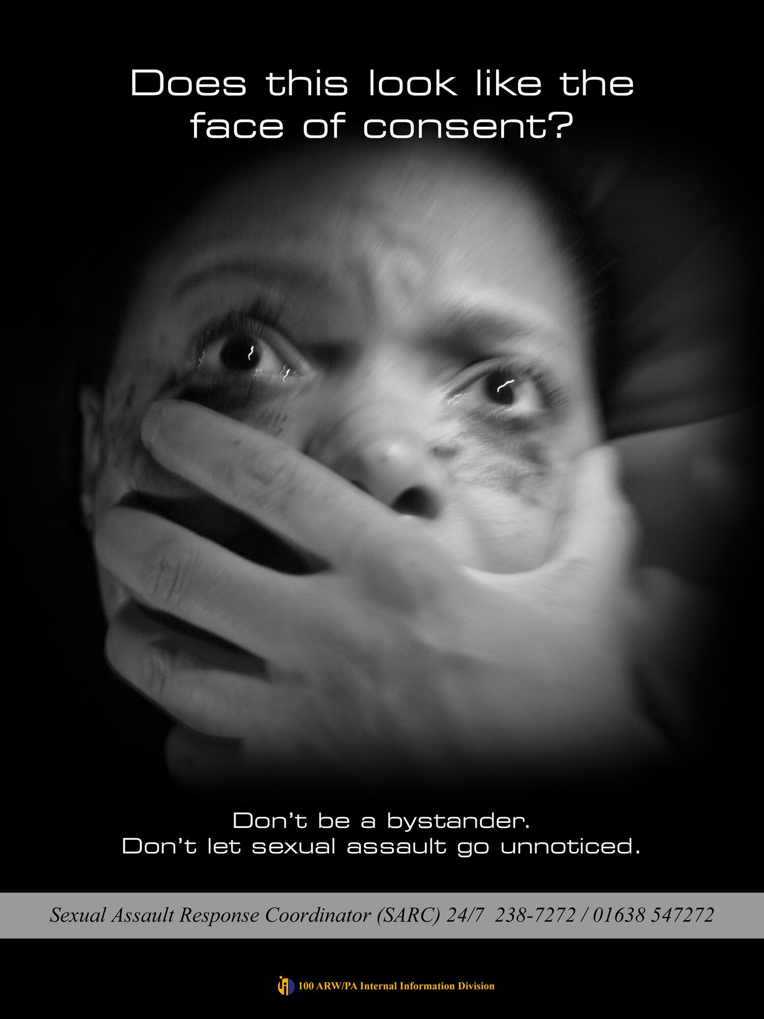 The poster was produced for Sexual Assault Awareness Month. (U.S. Air Force graphic by SSgt Valerie Smith and Gary Rogers)