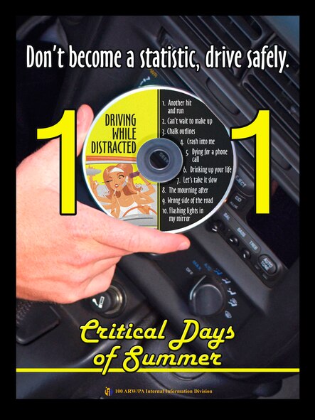 Don't become a statistic, drive safely. The poster was produced as part of the 101 Critical Days of Summer campaign. (U.S. Air Force graphic by Gary Rogers)