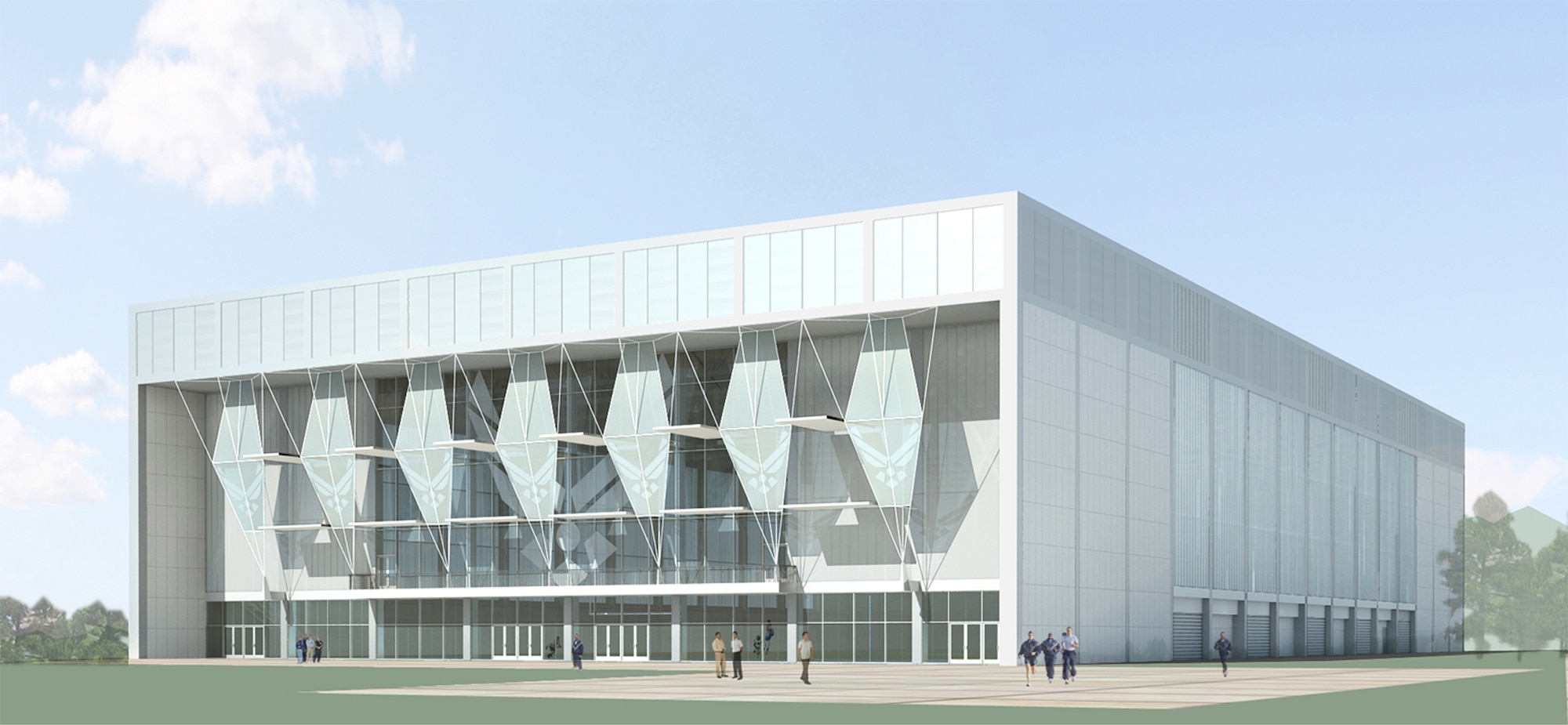 The Air Force Academy received a $5-million donation through the USAFA Endowment March 15 to fund the construction of an indoor training facility. Shown here is an artist's conception of the facility, which is scheduled to be completed in 2011. (courtesy image/USAFA Endowment)