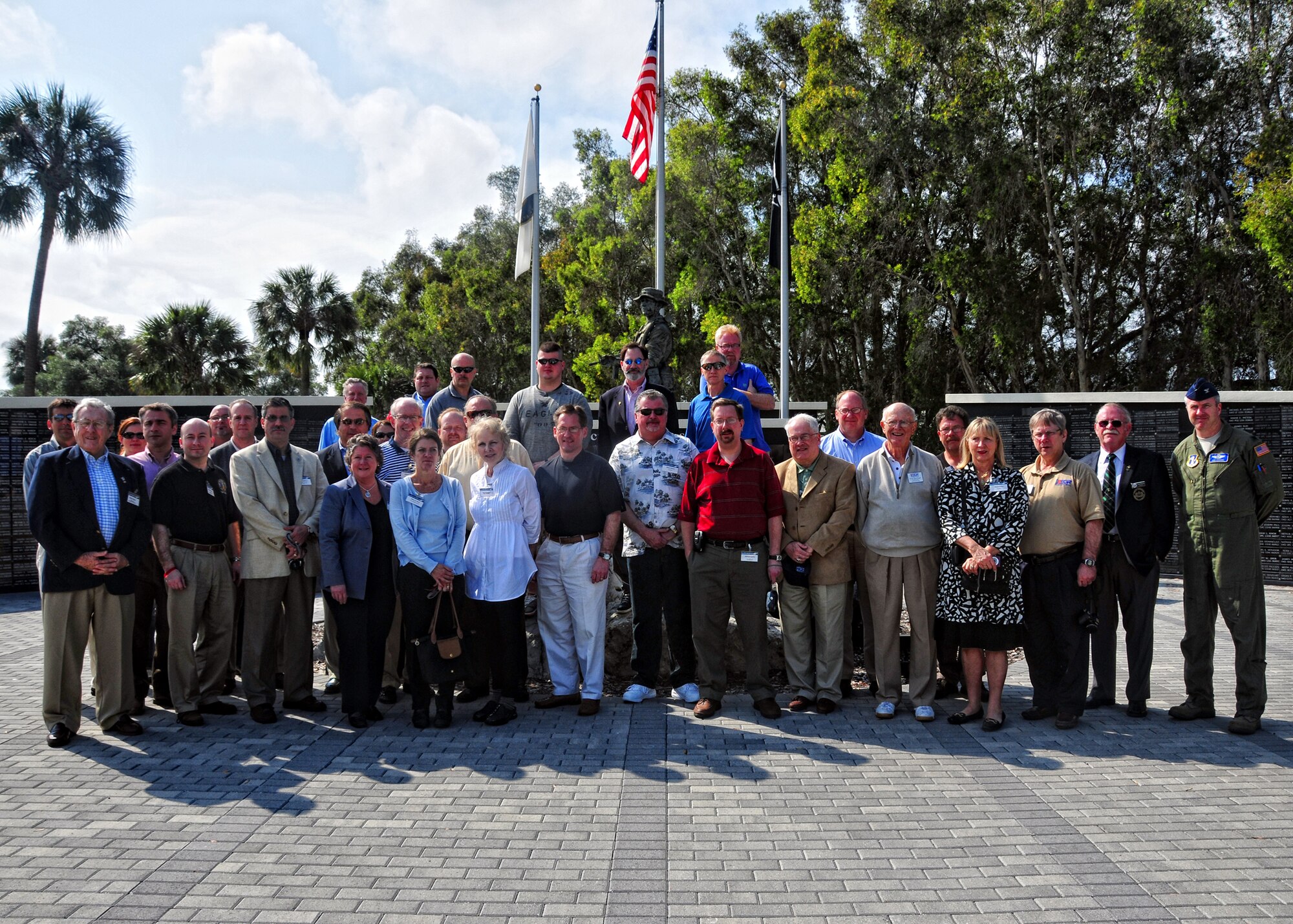 Niagara and Erie county employers visit the Special Operations Memorial located at MacDill AFB March 26 2010, Tampa Fla. During their visit the group was briefed by The United States Central Command, The United States Special Operations Command and toured a static KC-135. (U.S. Air Force photo by Staff Sgt. Joseph McKee)