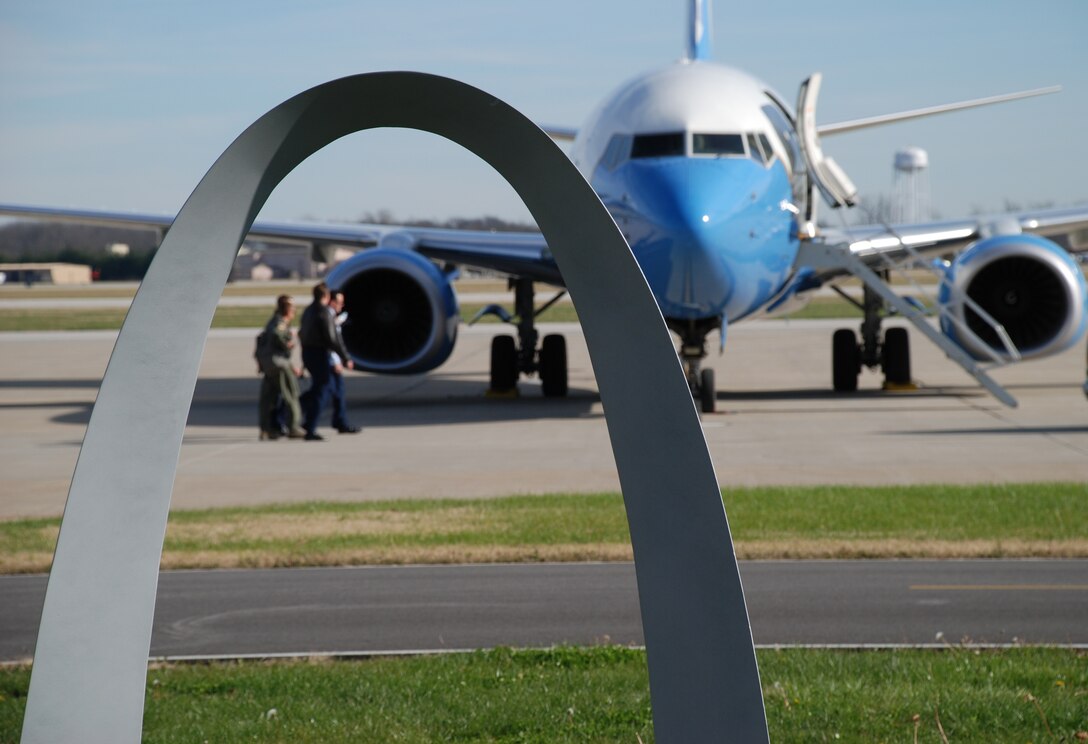 932nd Airlift Wing aircrew take a final walk around the C-40C aircraft before departing on a mission from Scott Air Force Base.  The Air Force Reserve wing is known as the "Gateway" wing because it is less than 30 minutes from Saint Louis.  (U.S. Air Force photo/Maj. Stan Paregien)