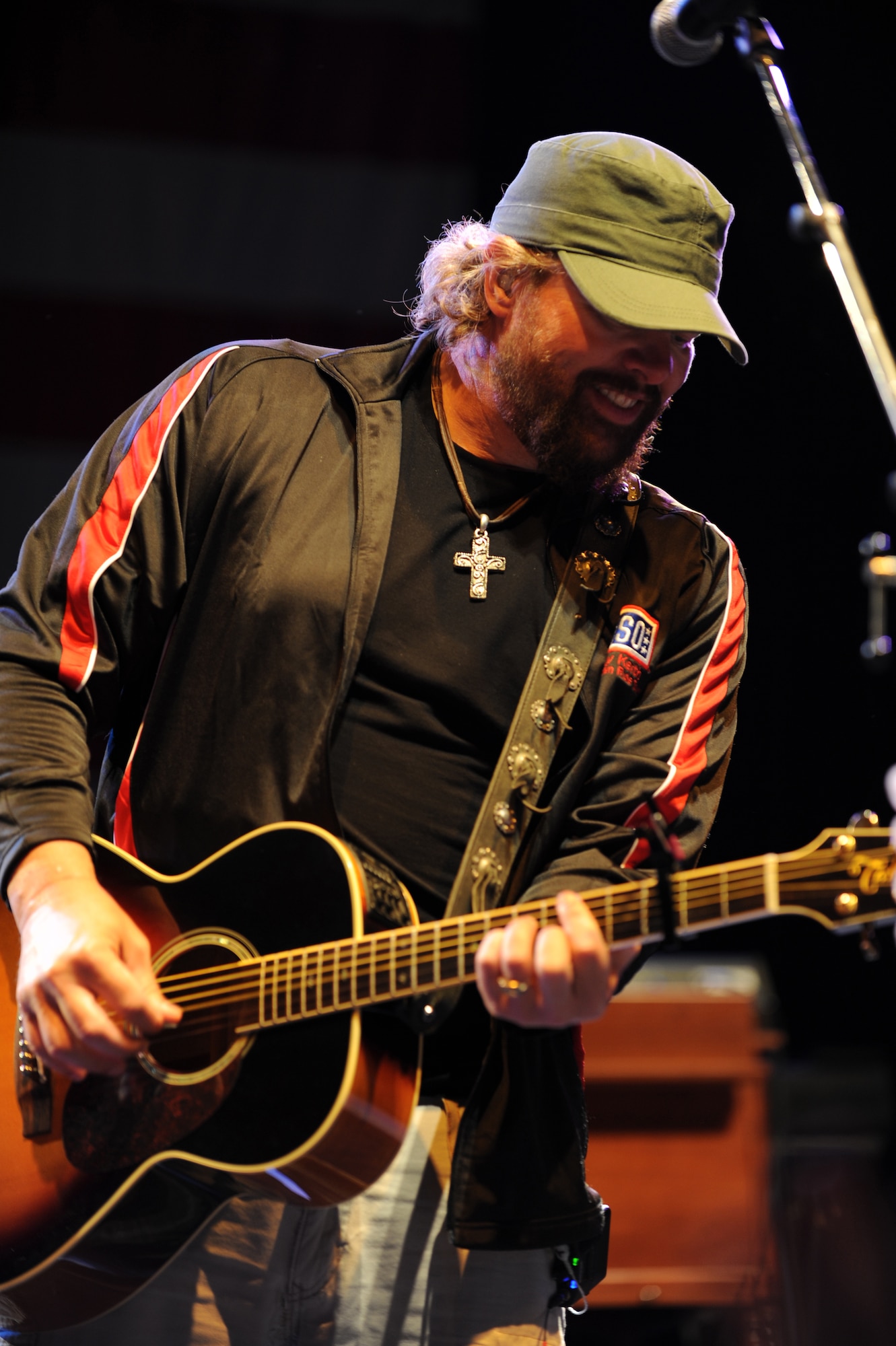 Toby Keith, singer, songwriter and entertainer, performs during a concert, Ramstein Air Base, Germany, May, 1, 2010. The Toby Keith concert, sponsored by the United Services Organization and Armed Forces Entertainment, was designed to entertain and help boost the morale of troops and their families. Toby Keith will be making stops throughout Germany, Korea and the Persian Gulf during his 14-day country tour. (U.S. Air Force Photo by Airman 1st Class Caleb Pierce)