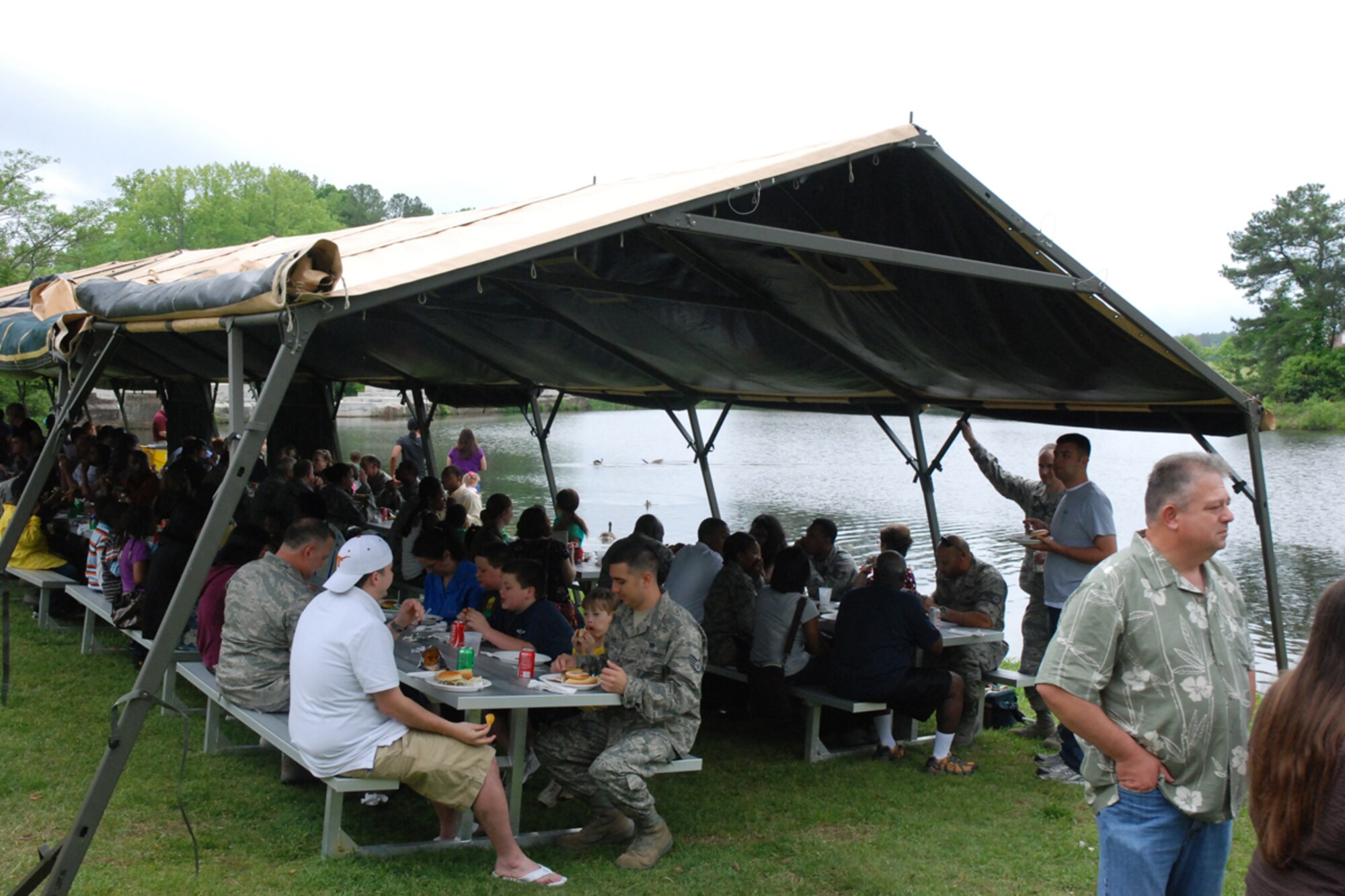 Military members and their families attend the annual wing family day here May 1. Family Day is an opportunity for families to show their thanks and support to reserve members. (US Air Force photo/Staff Sgt. Samuel Hunt)