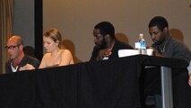 Professional actors John Ventimiglia, Jennifer Mudge, Chad Coleman, and Amari Cheatom perform a dramatic reading of scenes from Sophocles' Ajax and Philoctetes at the Hickam AFB Memorial Theater.  This production brings insight to the challenges faced by combat veterans returning from war.
(Photo by David D. Underwood, Jr.)