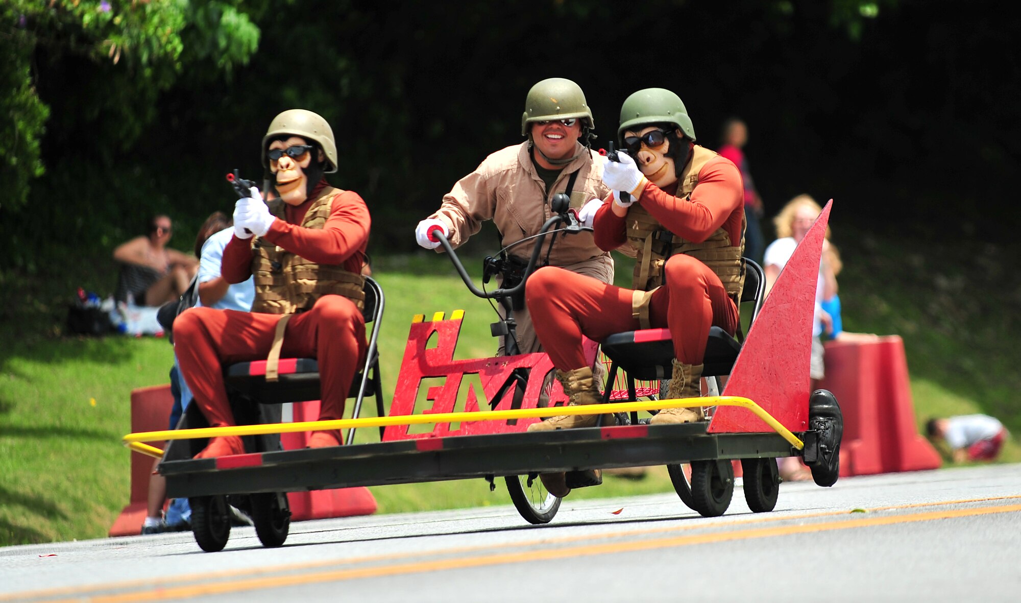 Soapbox derby racers descend Douglas Boulevard during the American Red Cross Derby Day May 1 at Kadena Air Base, Japan. The event raised $5,435 for the American Red Cross. (U.S. Air Force photo/Tech. Sgt. Rey Ramon)    