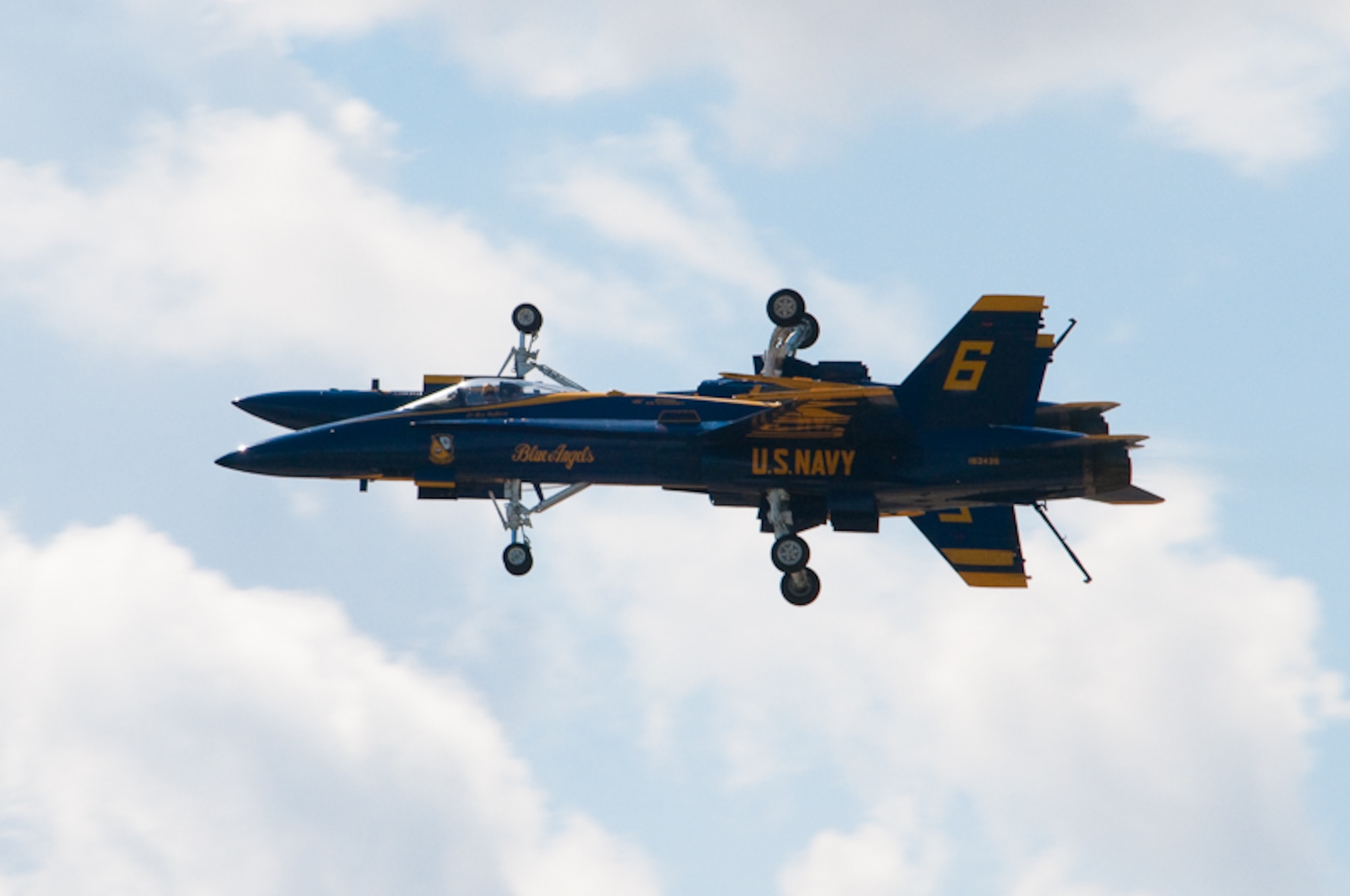 The Blue Angels perform at the Sound of Speed Air Show, hosted at the 139th Airlift Wing in St. Joseph, MO., May 2nd, 2010. (U.S. Air Force photo by Master Sgt. Shannon Bond/Released)