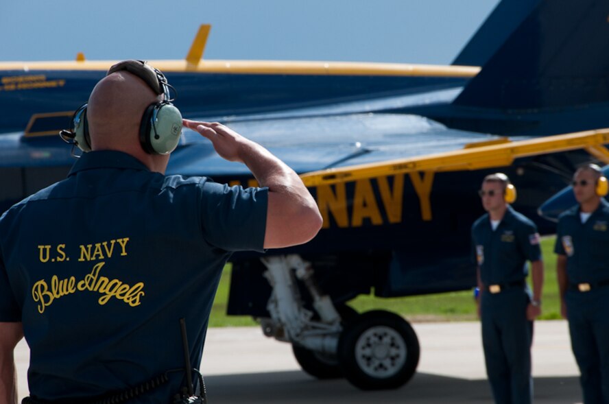 The 139th Airlift Wing of St. Joseph, Mo., host the Sound of Speed Air Show Friday, April 30th, 2010.  The Sound of Speed Air Show has several acts, one including the United States Navy and Marines Blue Angels. (Photo by Airman 1st Class Kelsey Stuart/Released)