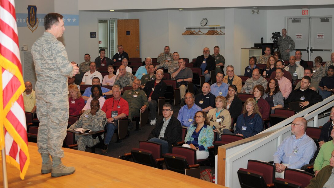 McGHEE TYSON AIR NATIONAL GUARD BASE, Tenn. -- Military and civic leaders from eleven northeastern states participate in the National Guard Bureau sponsored Business and Industry Days event at The I.G. Brown Air National Guard Training and Education Center here, April 29, 2010. The three-day event is designed to give business and industry leaders a better understanding of the responsibilities of citizen Airmen. (U.S. Air Force photo by Master Sgt. Kurt Skoglund/Released)