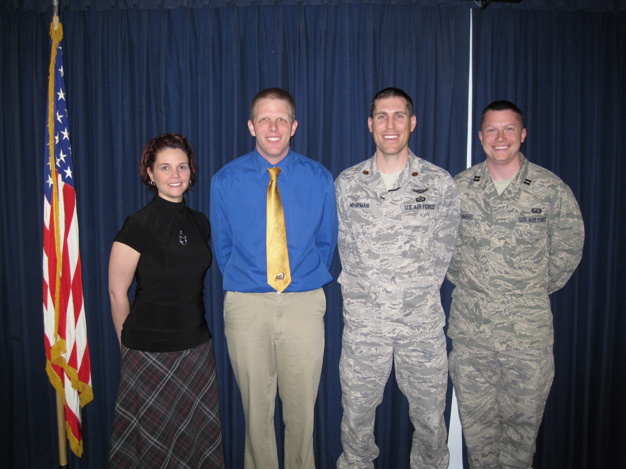 From left to right: Ms. Katherine Shaw, contrating specialist, Mr. David Meyer, acquisition program manager, Maj. John Merman, developmental engineer, and Capt. Ryan Harris, financial manager, represented the Space Development and Test Wing at Guardian Challenge 2010 April 28. The winning acquisition team from Space and Missile Systems Center will be announced at the Air Force Space Command's award banquet May 21 in Colorado Springs, Colo. (Courtesy photo)