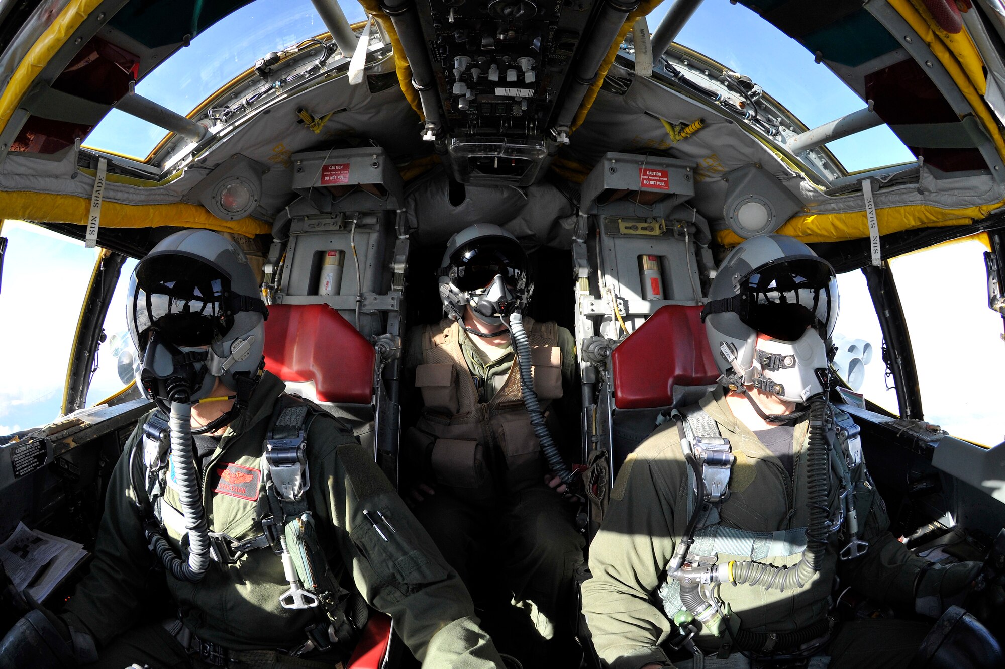 Aircrew assigned to the 96th Bomb Squadron participate in a RED FLAG-Alaska 10-2 sortie on a B-52H Stratofortress, April 29, 2010, Eielson Air Force Base, Alaska. The aircrew is assigned to Barksdale AFB, Louisiana. (U.S. Air Force photo/Staff Sgt. Christopher Boitz)