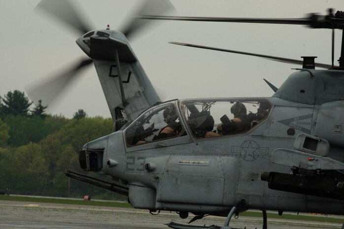 U. S. Marines of 2nd Marine Air Wing, Cherry Point, N.C., prepare AH-1 HueyCobras for a flight to Boston, Mass., in support of Marine Week Boston on May 3, 2010. Marine Week Boston provides an opportunity to increase public awareness of the Marine Corps' value to our nation's defense and to preserve and mature the Corps' relationship with the American people.