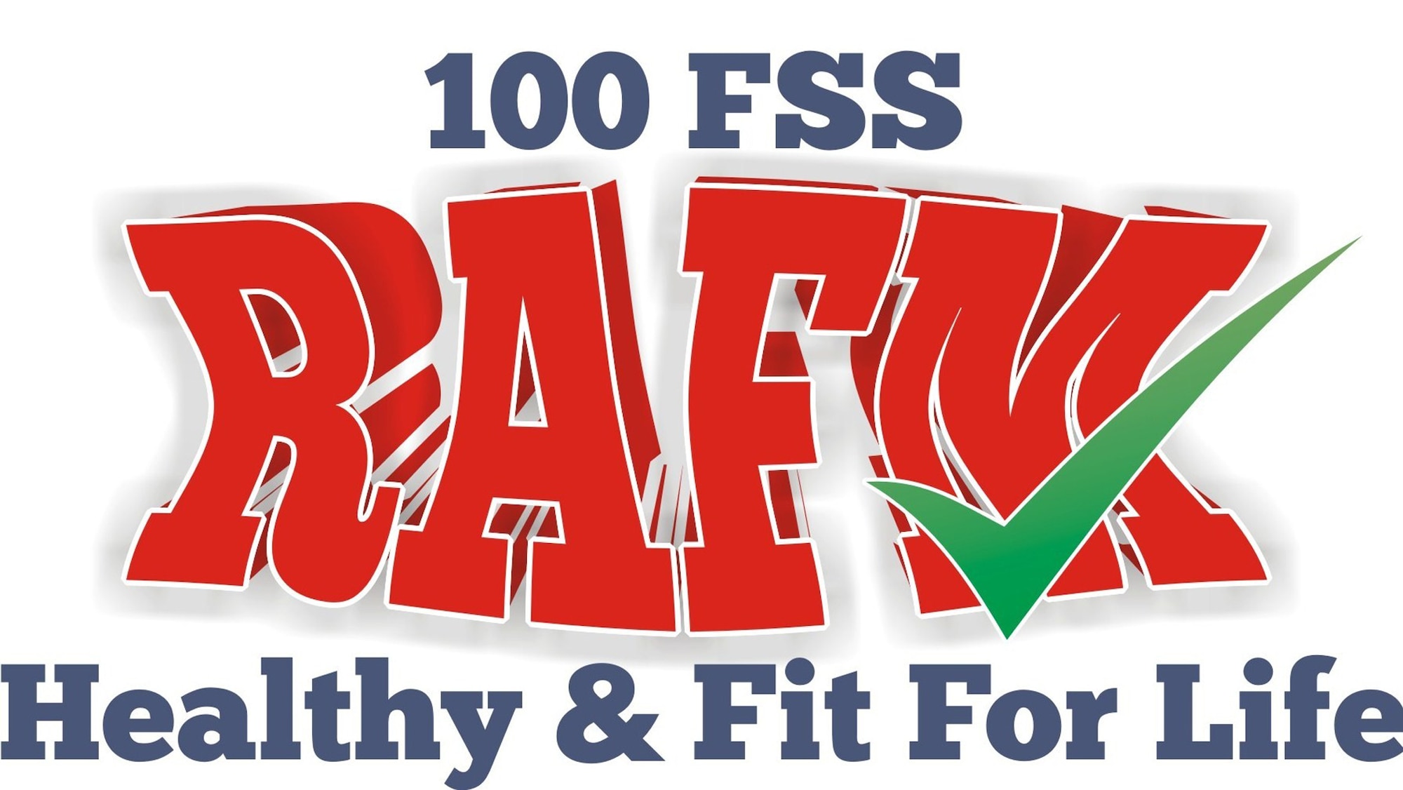 RAFM Youth Programs and the Child Development Center will display a custom campaign logo throughout their facilities. The RAFM, Healthy & Fit For Life logo is displayed with the yellow measuring tape removed, and is sensitive to childhood perceptions about weight and dieting.  (U.S. Air Force graphic)