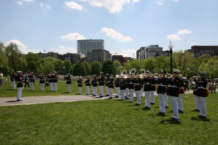Albany Marine Band performs ''Semper Fi,'' at Boston Common in Boston, Mass., in a crowd of local residents, May 4, 2010, for Marine Week Boston.  Albany Marine Band performed several songs to include, ''Stars and Stripes, Marines' Hymn, What a Wonderful World and Semper Fi.'' The band's performance played a key role in Marine Week Boston to share the Corps' traditions, history and culture with Bostonians and help them learn about the Corps' value to the nation.