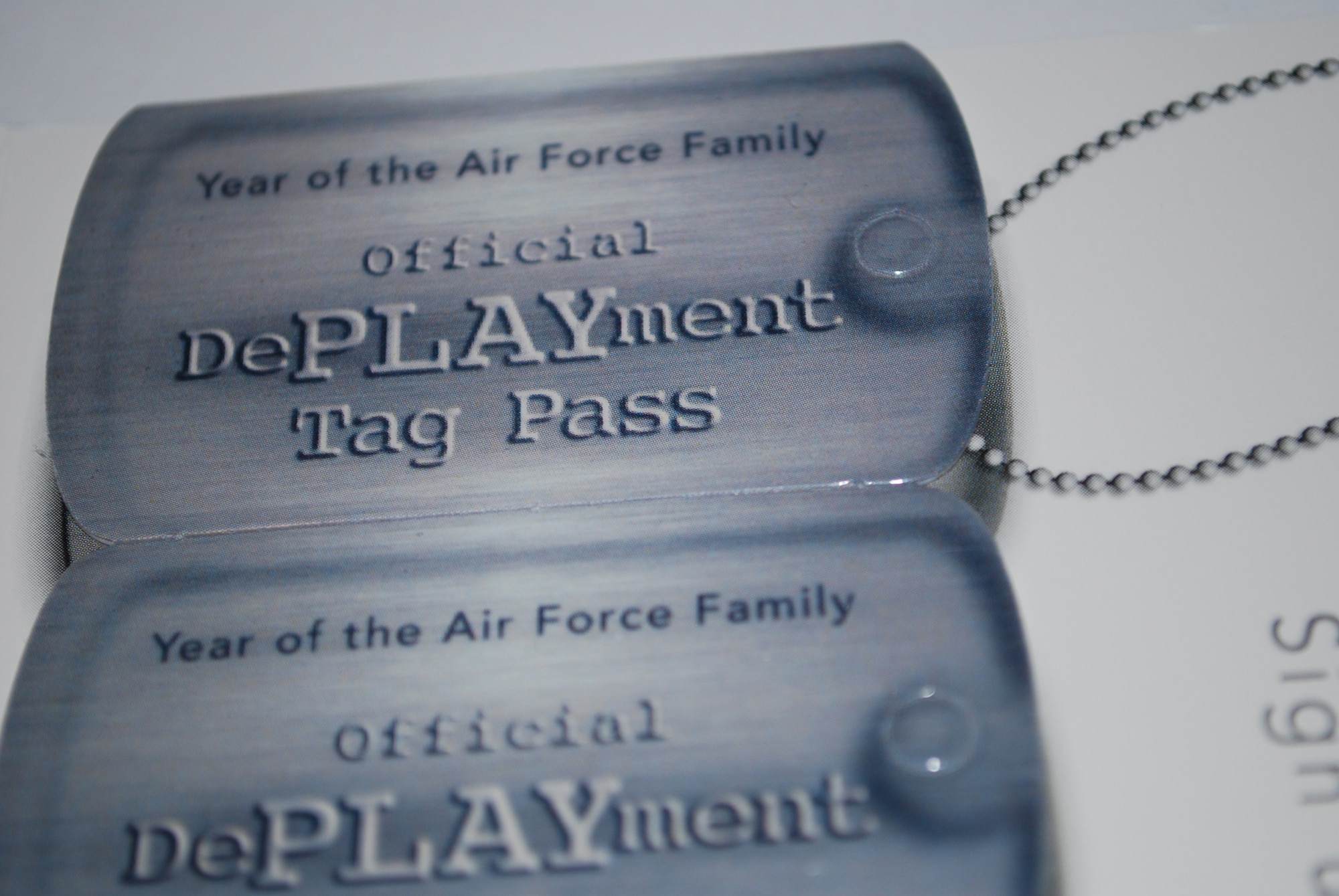Deployed servicemembers and their families are issued DePLAYment tags to use as a coupon for free or discounted items, services, products and activities. The program began in July 2009 and will end Sept. 30, 2010 for Sheppard Air Force Base, Texas. (U.S. Air Force photo/Tech. Sgt. Vernon Cunningham)
