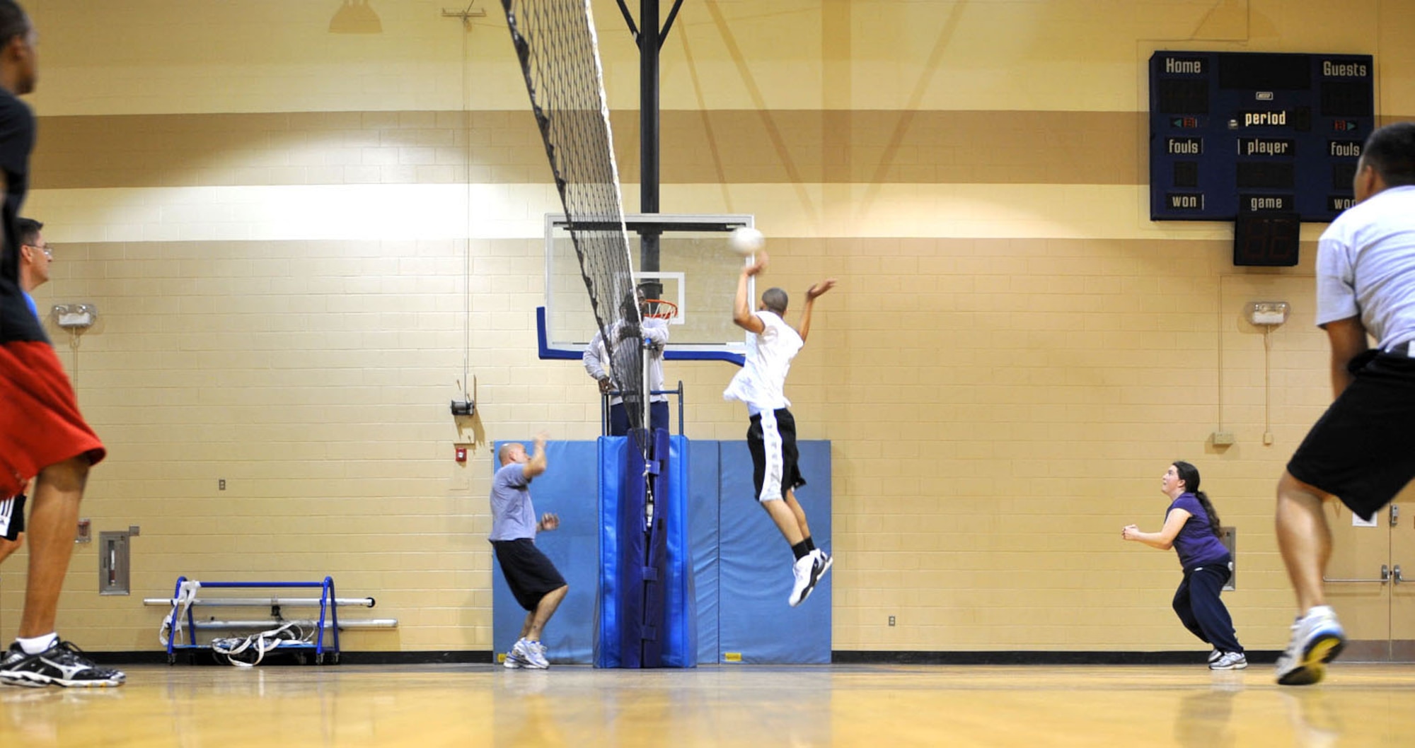100504-F-4406D-017 SHAW AIR FORCE BASE, S.C.-  As intramural volleyball spins down, the playoffs set up, and numerous other intramural sports start up.  Shaw's summer intramural sports, softball and golf, are scheduled to kick off this month. The fitness center offers several different intramural sports throughout the year. Some of these sports include basketball, racquetball, tennis, football and bowling. (U.S. Air Force photo/Airman 1st Class Tabatha L. Duarte)