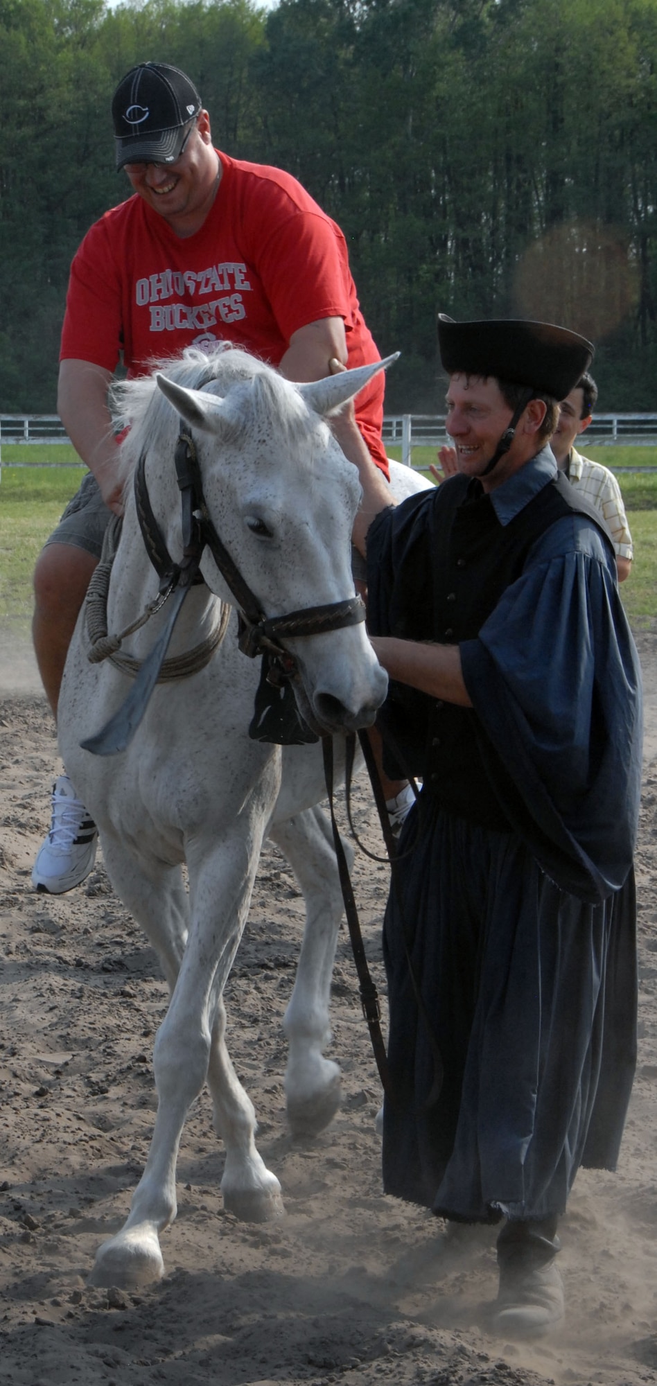 KECSKEMET, Hungary -- Tech Sgt. Rick Ciborek, a maintenance production controller, rides a horse in the Hungarian cowboy, csikos, during 'Culture Day' at Kiskunsag National Park near Kecskemet, Hungary May 1. The 178FW Guardsmen are in Hungary for the Load Diffuser Exercise 2010 in Kecskemet, Hungary. The exercise aims to sharpen the combat capabilities of the participating forces by conducting a 10 to 15 day flying program.