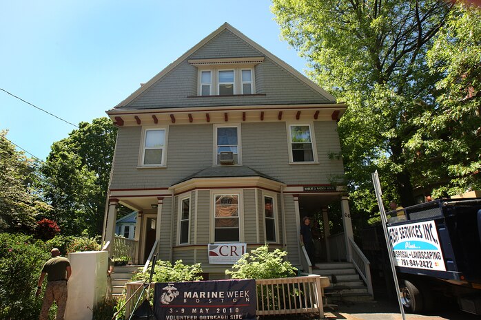U. S. Marines of 3rd Battalion, 24th Marines, Johnson City, Tenn., help renovate the Robert J. Watson House, in Cambridge, Mass., in support of Marine Week Boston, May 5, 2010. Once Renovated, the Robert J. Watson House will be used as a shelter for troubled youth females. (Official U. S. Marine Corps photo by Lance Cpl. Natasha J. Combs)