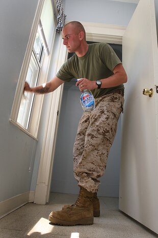U. S. Marine Corps Lance Cpl. Justin Connor of 3rd Battalion, 24th Marines, Johnson City, Tenn., helps renovate the Robert J. Watson House, in Cambridge, Mass., in support of Marine Week Boston, May 5, 2010. Once Renovated, the Robert J. Watson House will be used as a shelter for troubled youth females. (Official U. S. Marine Corps photo by Lance Cpl. Natasha J. Combs)