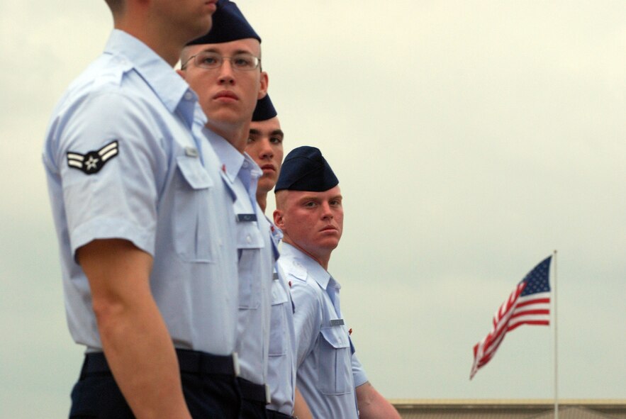 Chief Master Sergeants, including command chiefs and first sergeants, gather at Lackland Air Force Base, Texas to get a closer look at basic military training and everything involved.The chiefs have the opportunity to view the basic training graduation ceremony on the parade field. (U.S. Air Force photo/Airman 1st Class Brian McGloin)