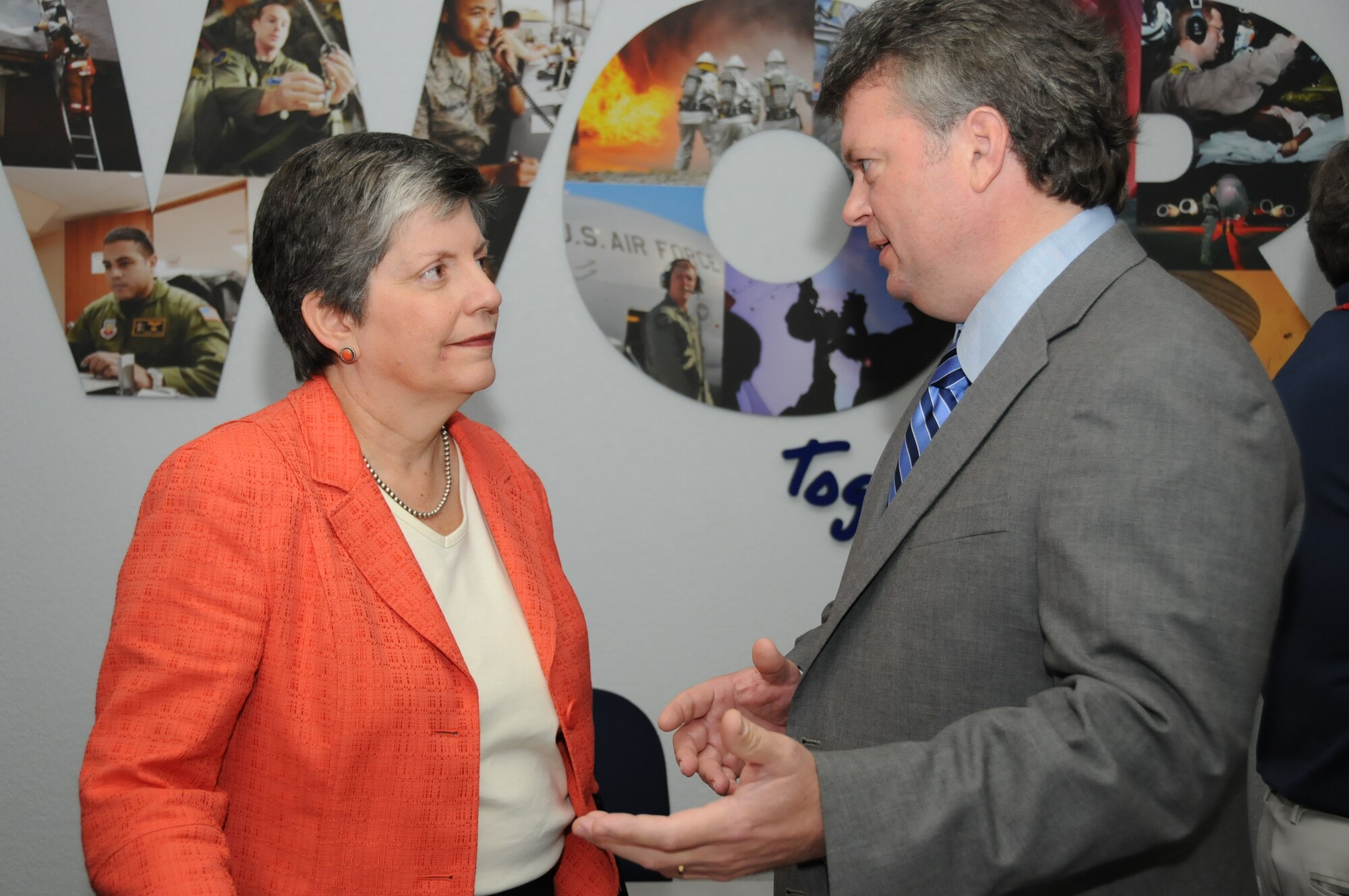 Janet Napolitano, Department of Homeland Security secretary, Gary Locke, Department of Commerce secretary, and Jane Lubchenco, NOAA administrator met with federal, state and local officials and local business leaders at Keesler Air Force Base's Sablich Center May 6. The meeting was a part of their ongoing emphasis on interagency coordination in response to the oil spill in the Gulf of Mexico and their continued oversight of BP's efforts to plug the leak and contain the oil spill.  (U.S. Air Force photo by Kemberly Groue)


